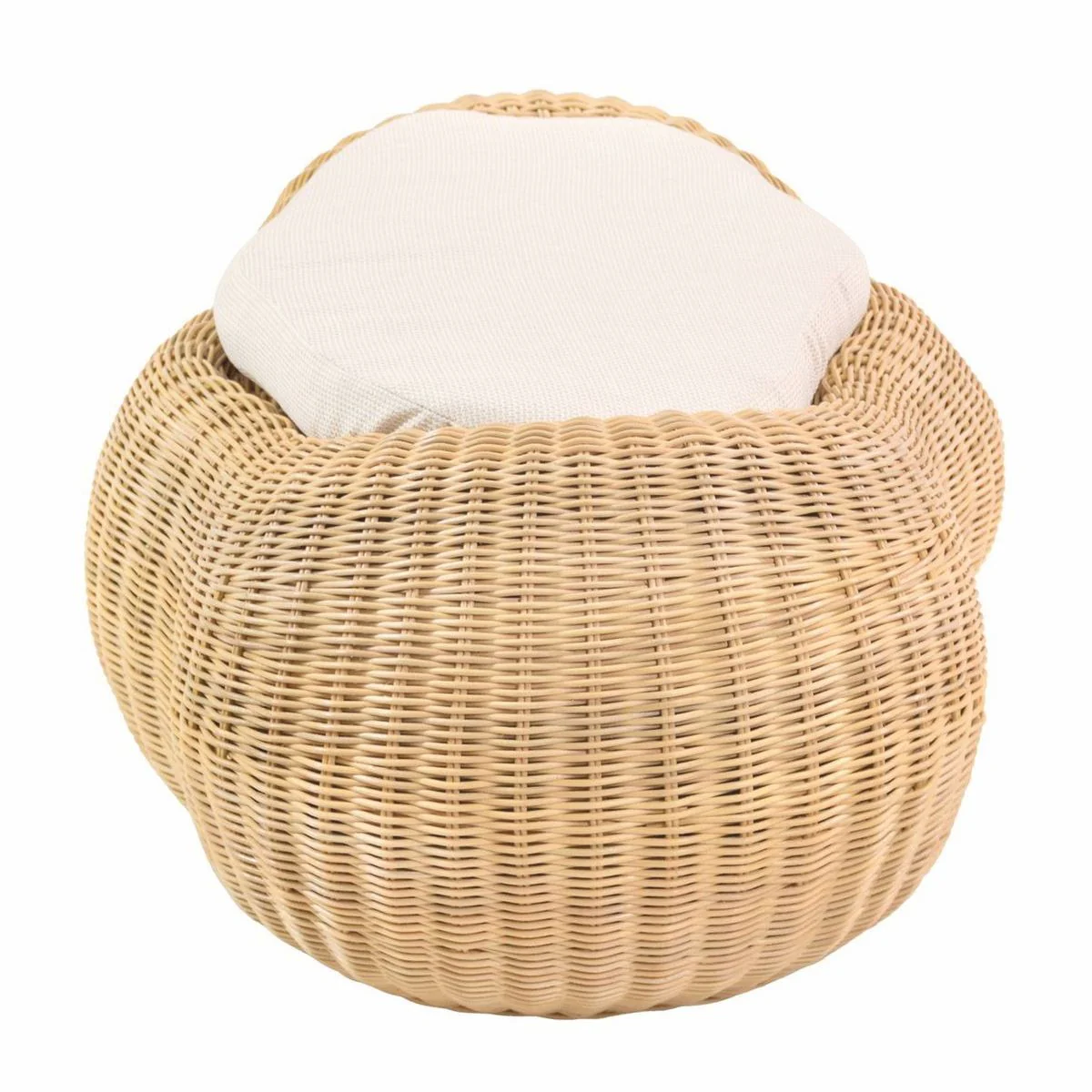 Luxury stool natural colors 86.5 cm - rattan footstool with cushion