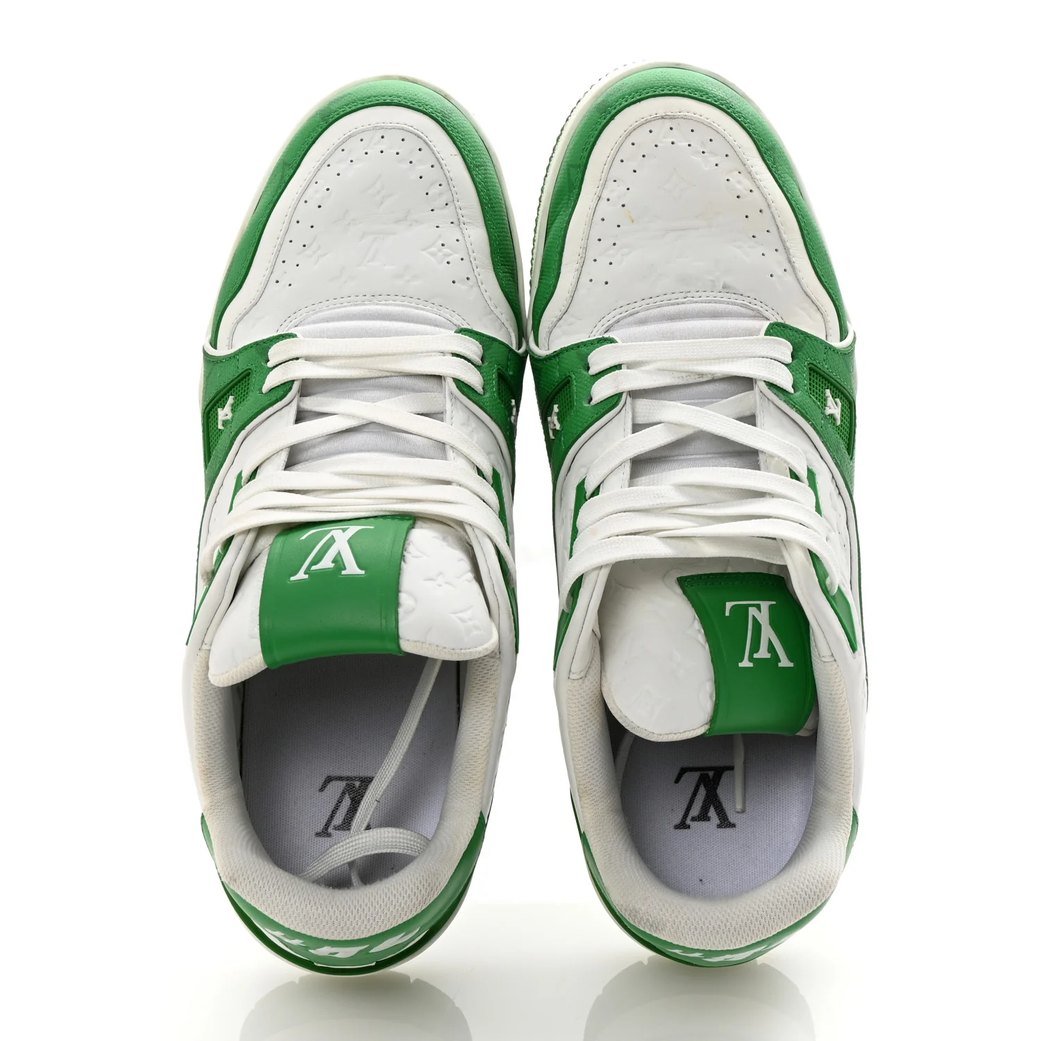 Calfskin Monogram Mens LV Trainer Sneakers 8 Green