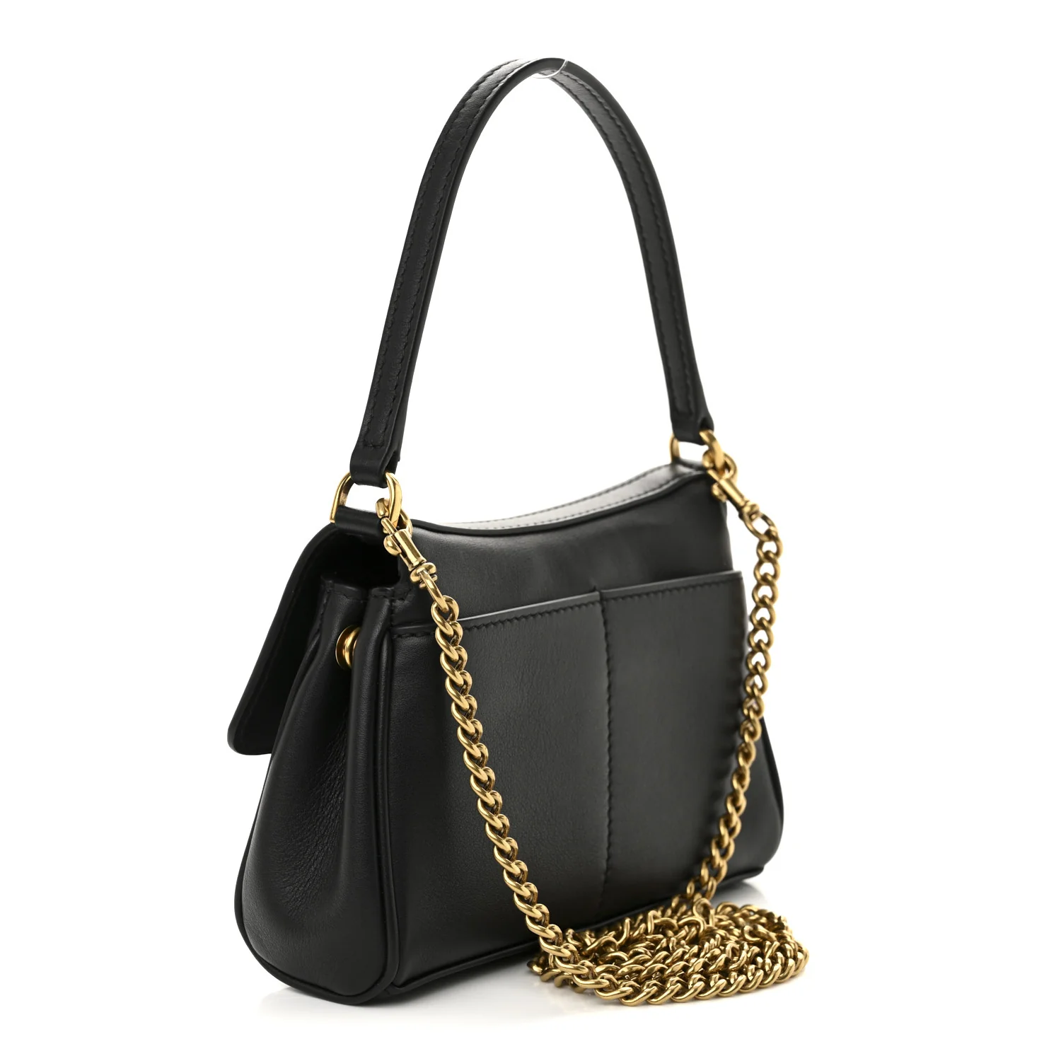 Natural Smooth Calfskin Nano Rodeo Top Handle Handbag Black - Top Club