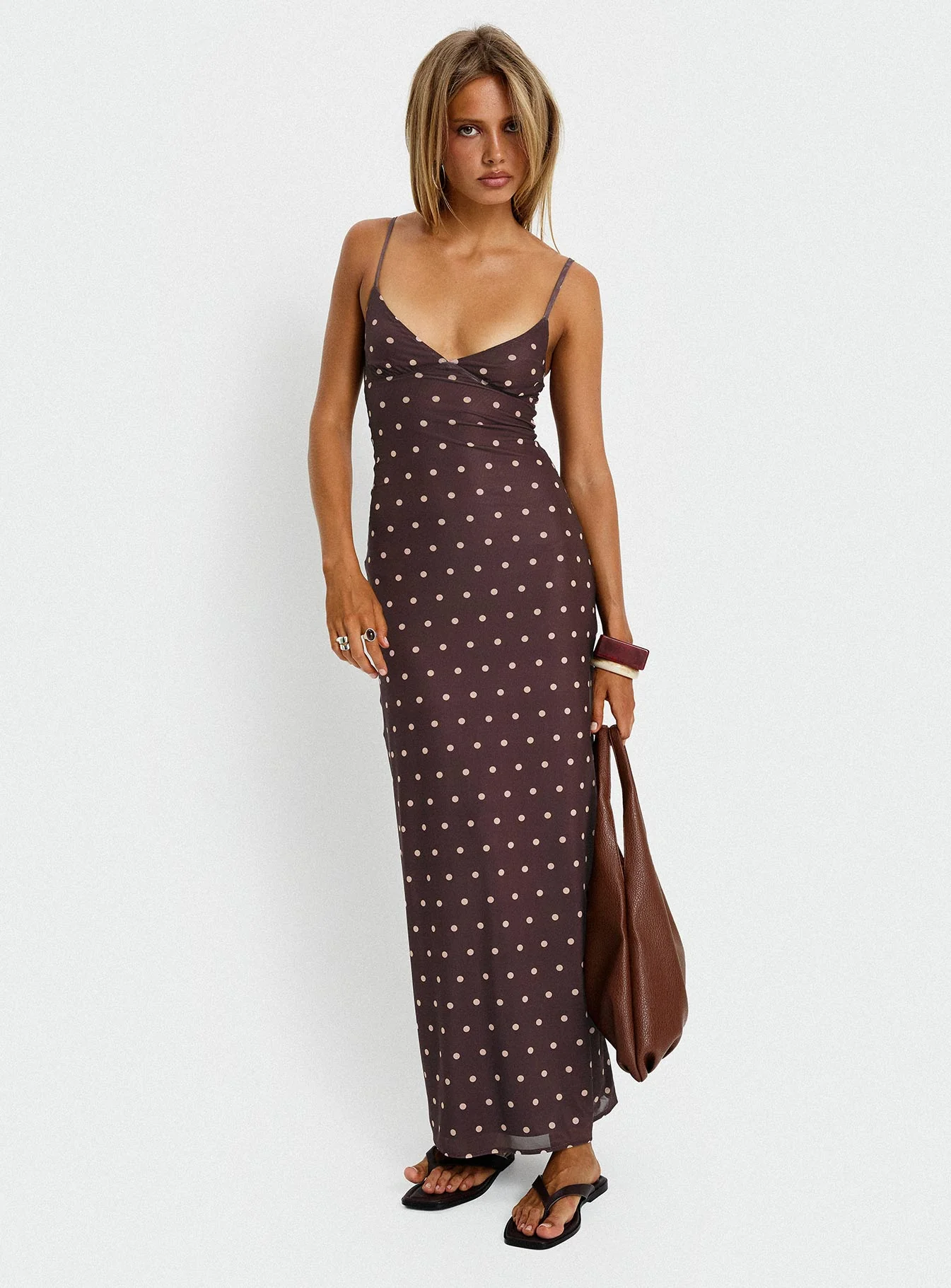 Glass Half Full Mesh Maxi Dress Plum / Pink Polka Dot