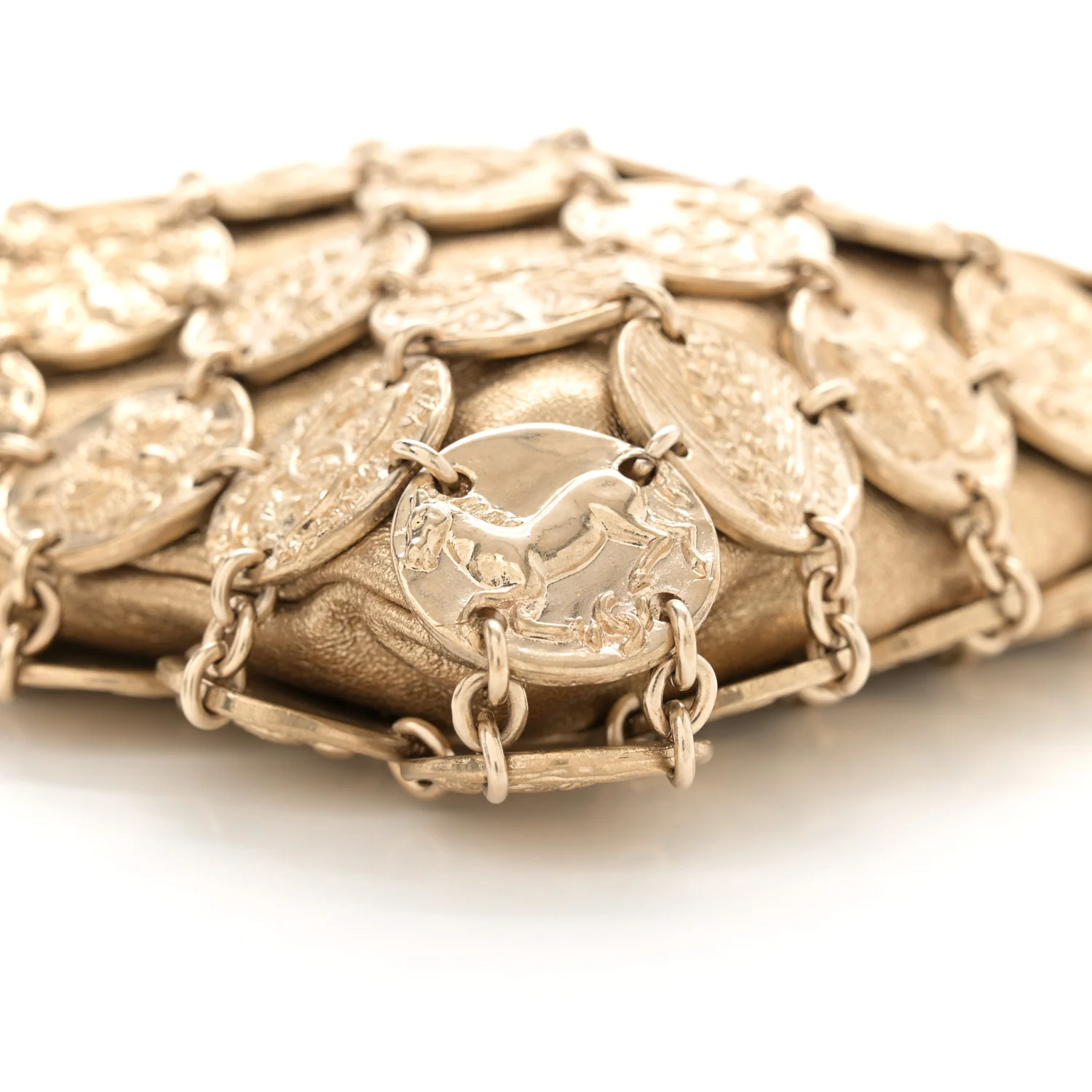 Metallic Calfskin Medallion Shoulder Bag Gold - Top Club