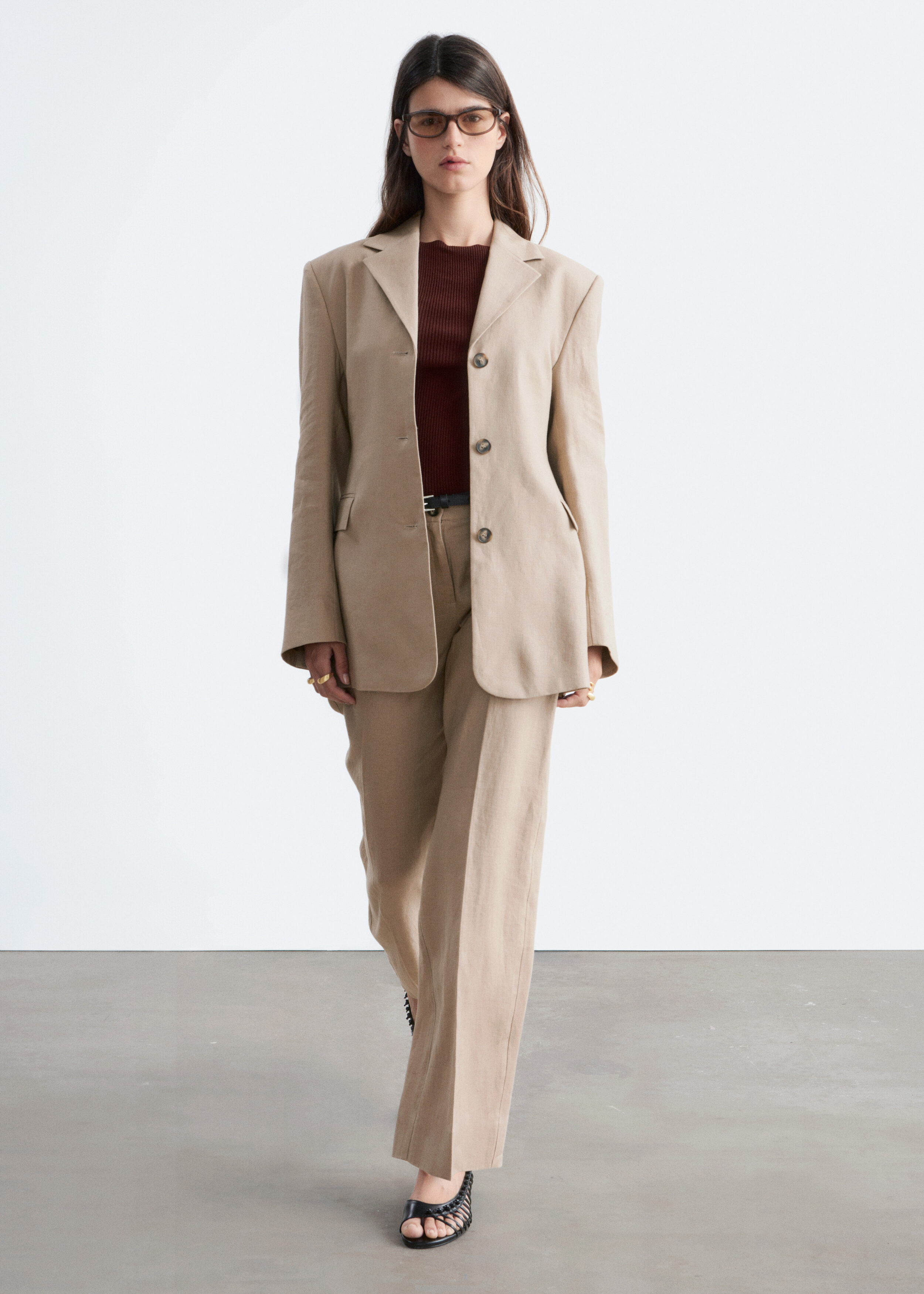 & Other Stories TAPERED LINEN BLAZER
