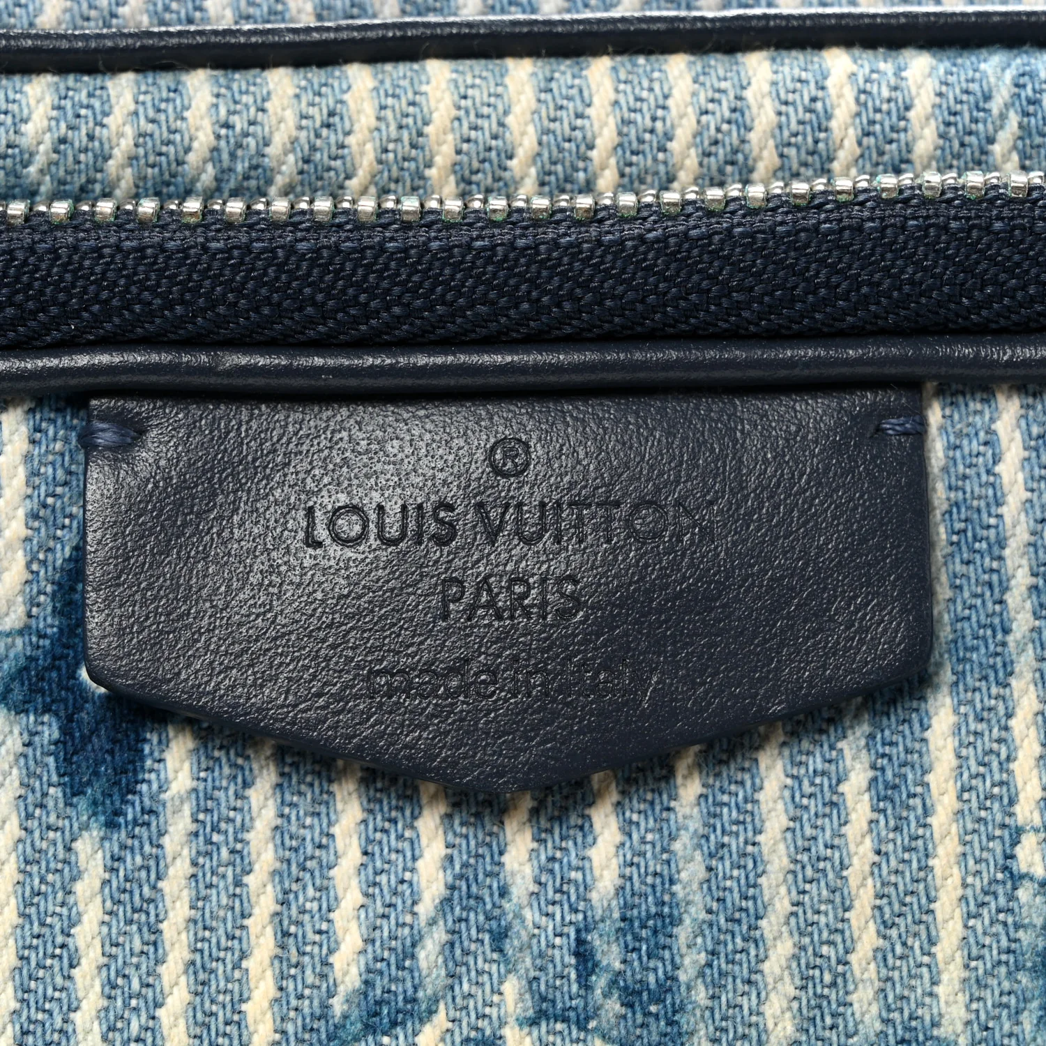 Hickory Stripes Denim Monogram Watercolor Outdoor Pouch Blue - Top Club