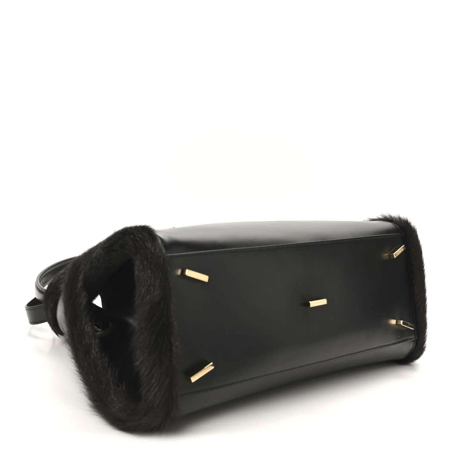 Calfskin Shearling Medium Hug Bag Black - Top Club