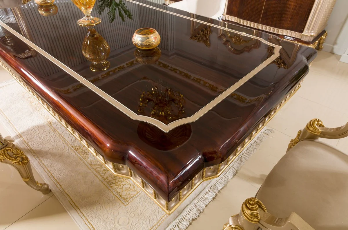Luxury Baroque Dining Room Furniture Set Dark Brown / Gray / Gold