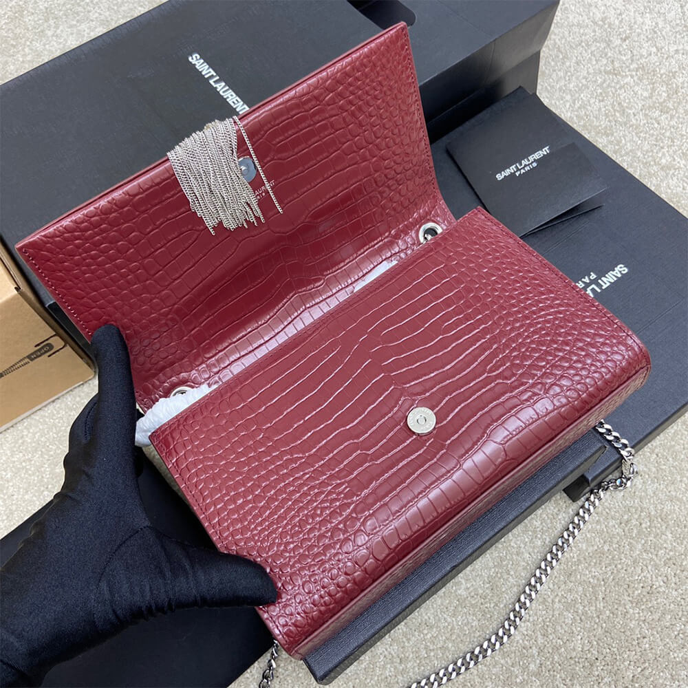 YSL kate medium tassel in crocodile-embossed leather - Top Club