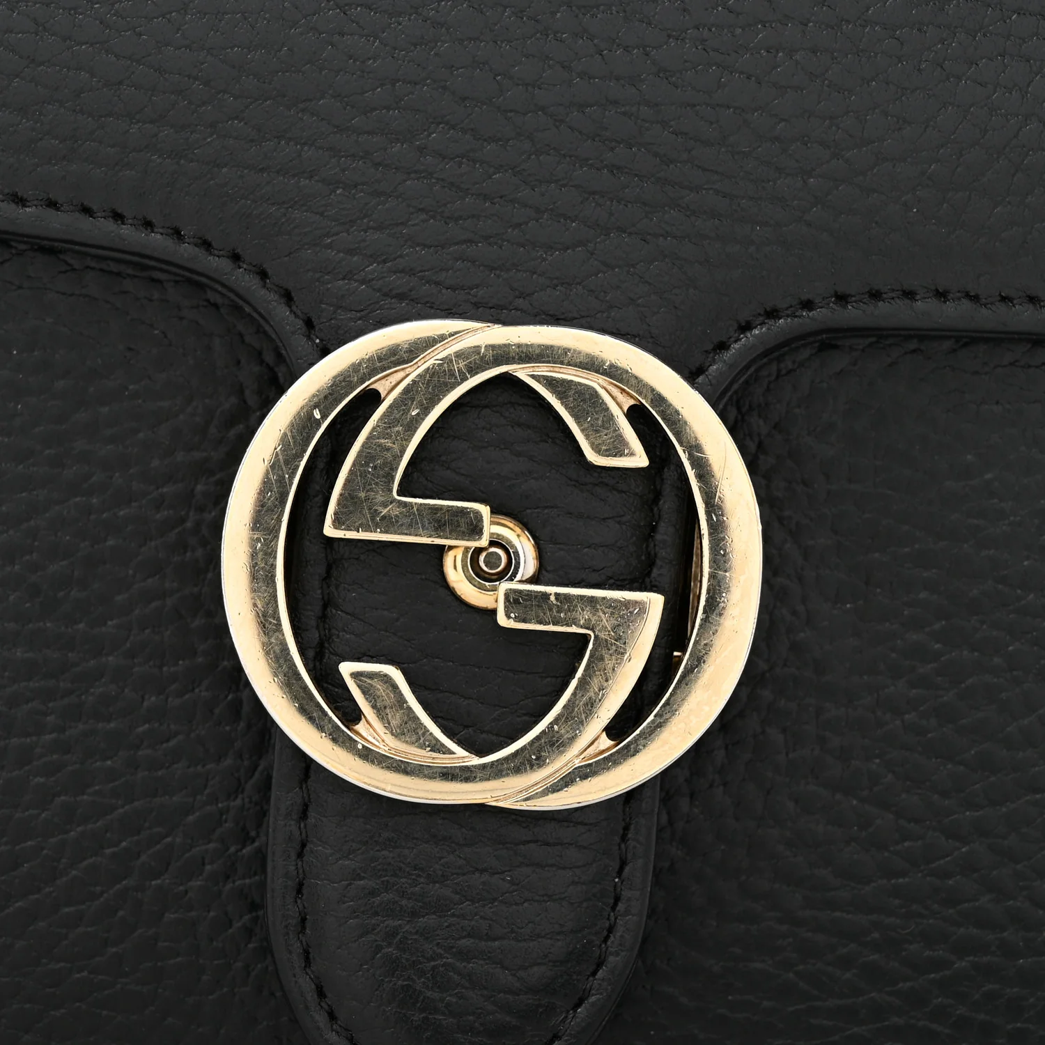 Dollar Calfskin Small Interlocking G Shoulder Bag Black - Top Club