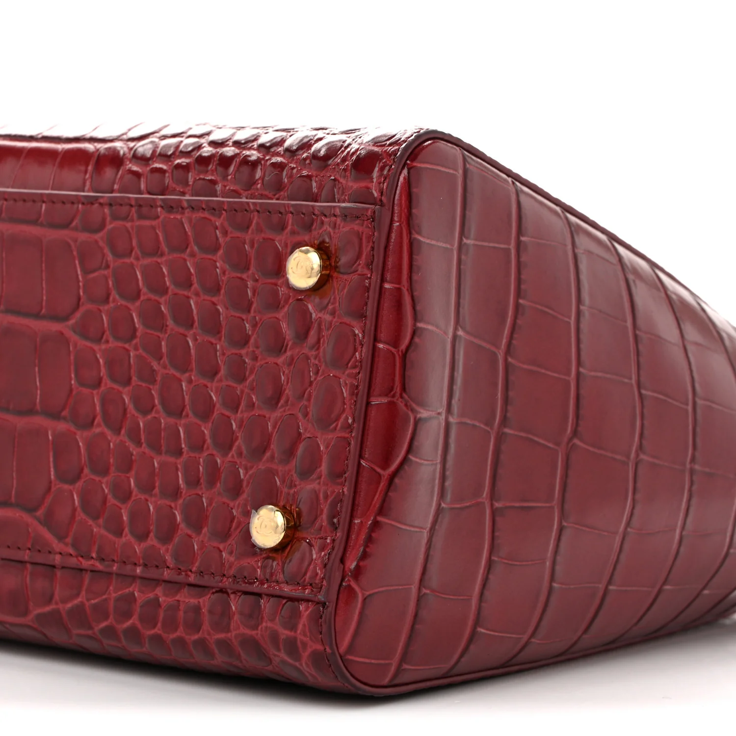Calfskin Crocodile Embossed Archetype Small Shopper Tote Burgundy - Top Club