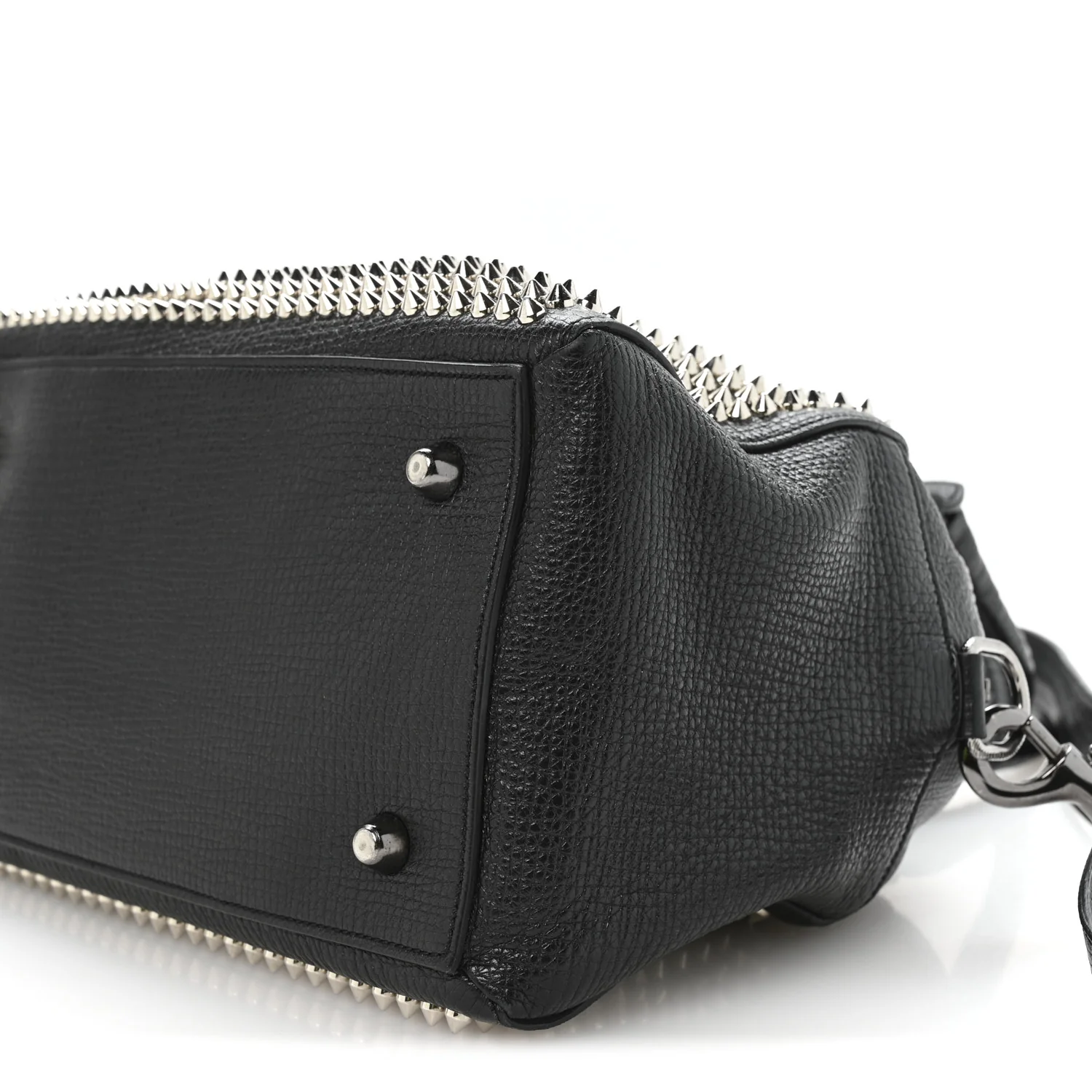 Grained Calfskin Studded Panettone Bowling Bag Black - Top Club