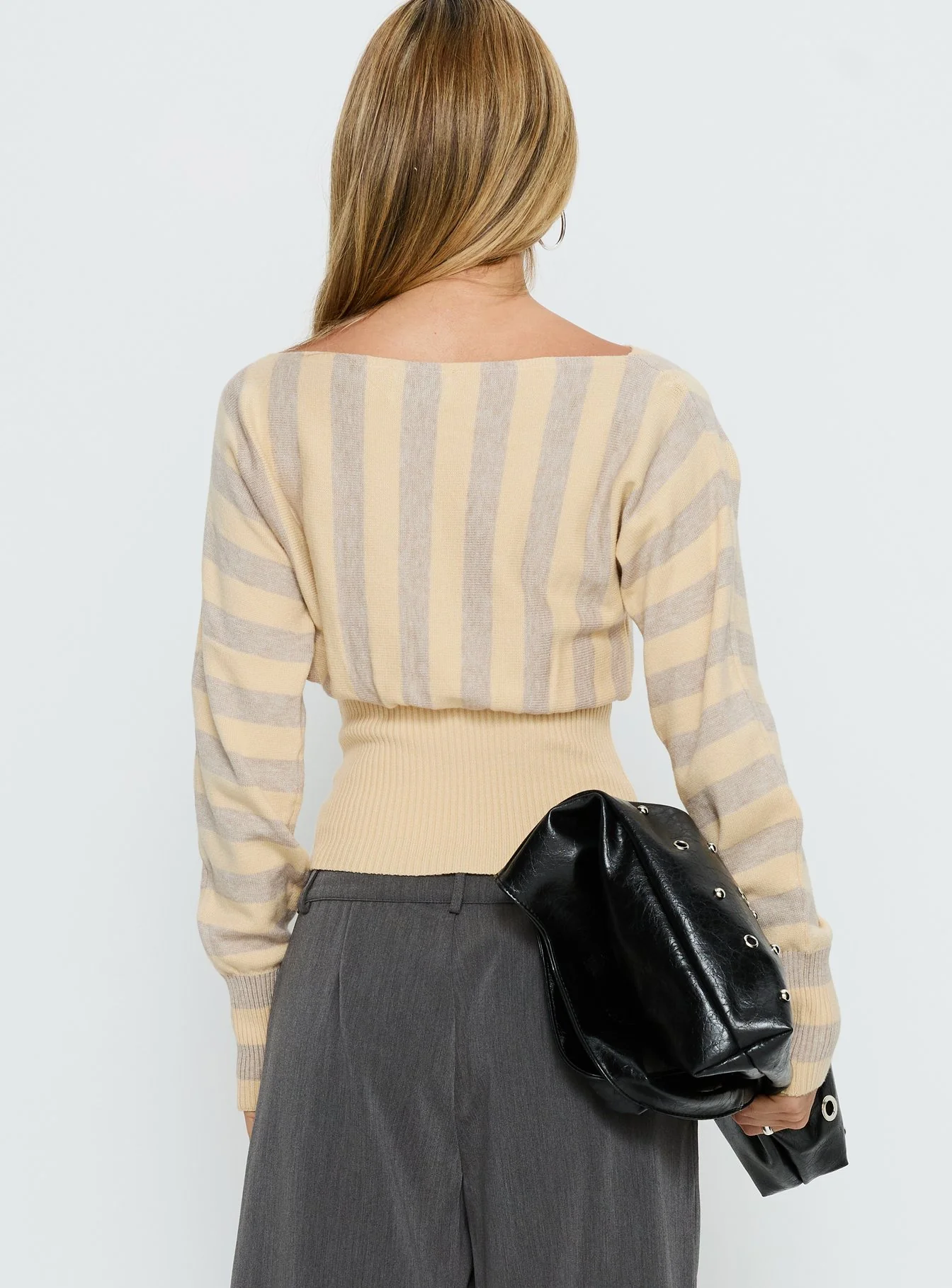 Finlea Cinched Long Sleeve Top Yellow Stripe