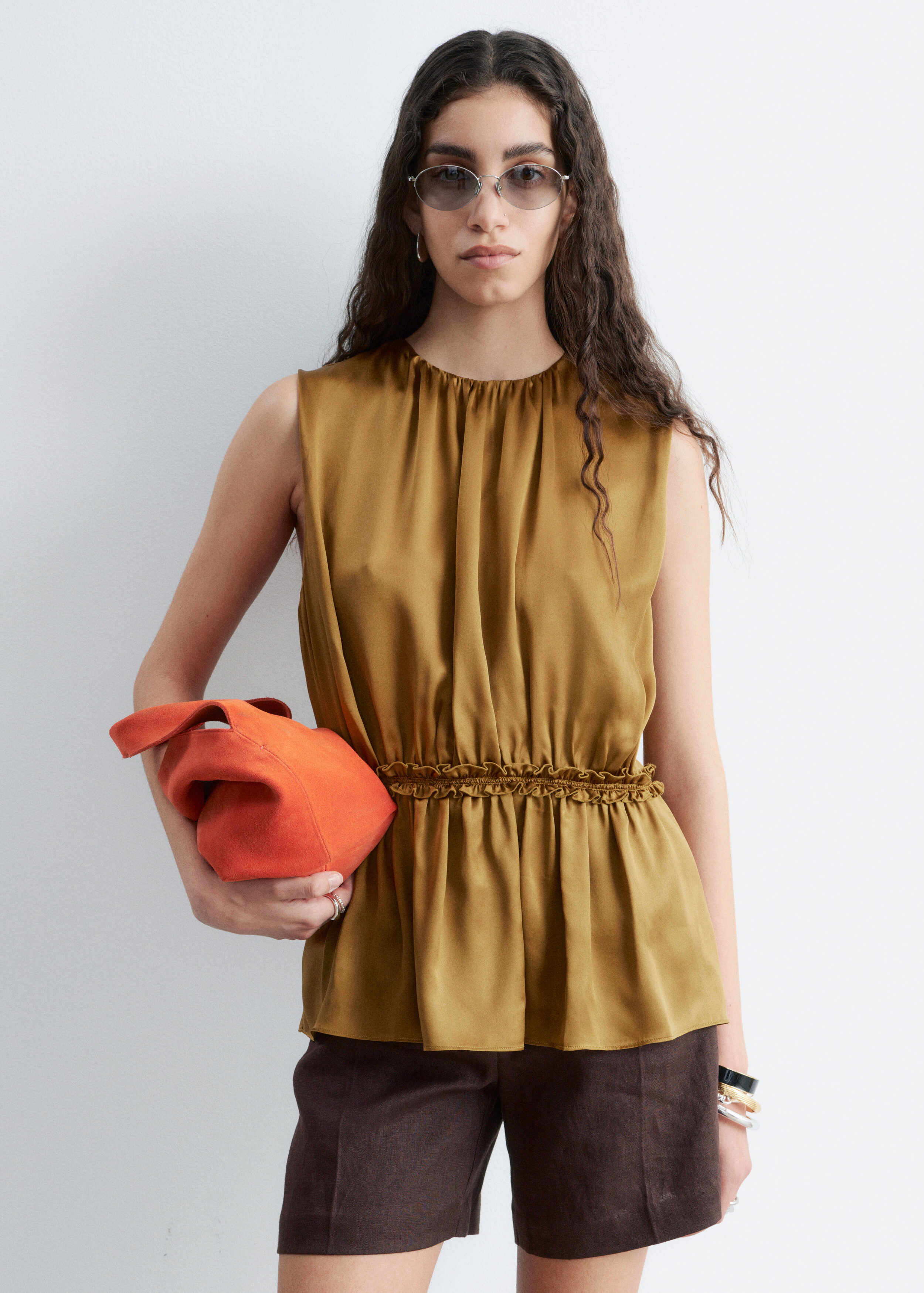 & Other Stories SLEEVELESS SILK FRILL TOP