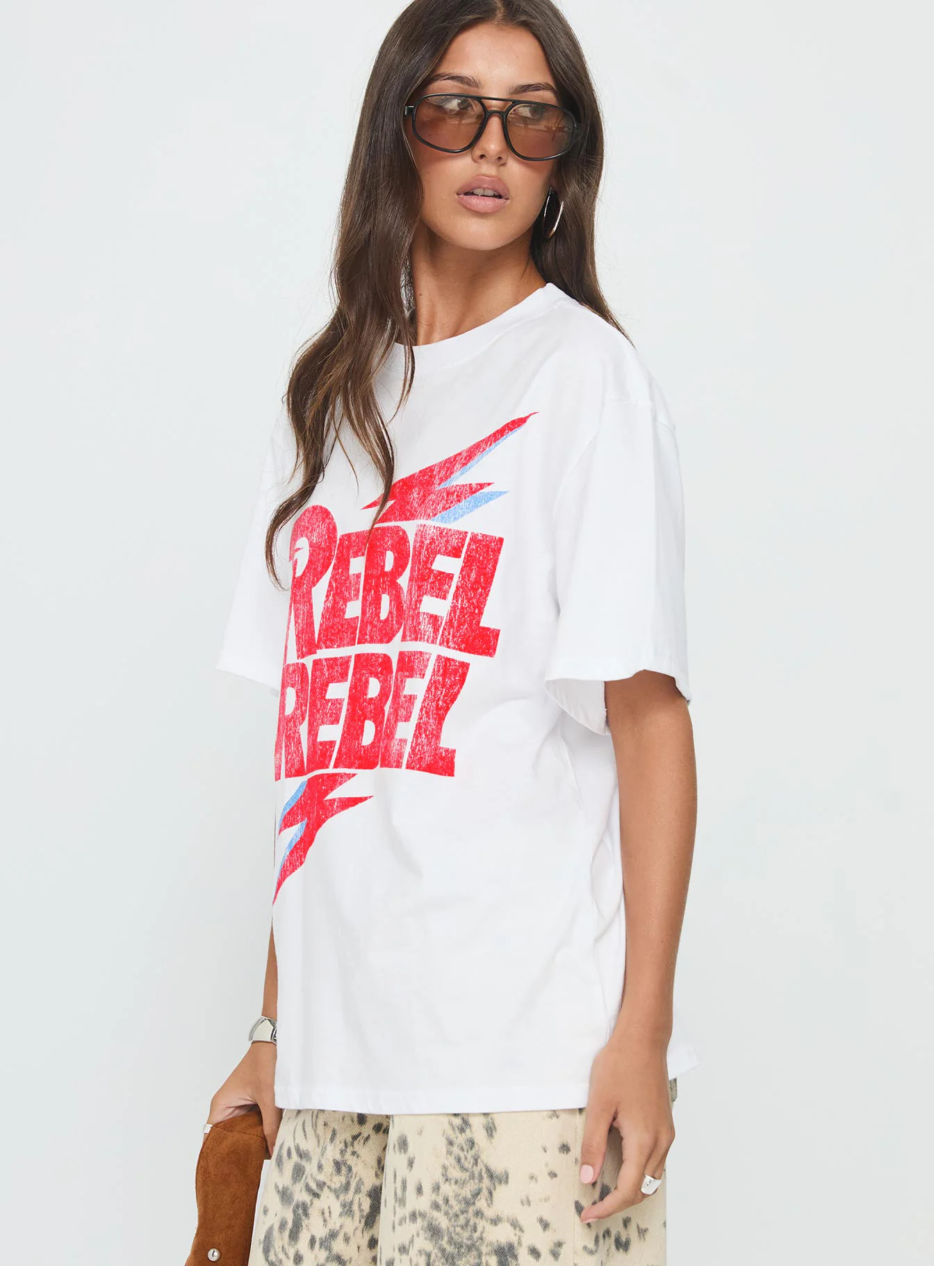 Rebel Rebel Oversized Graphic Top White