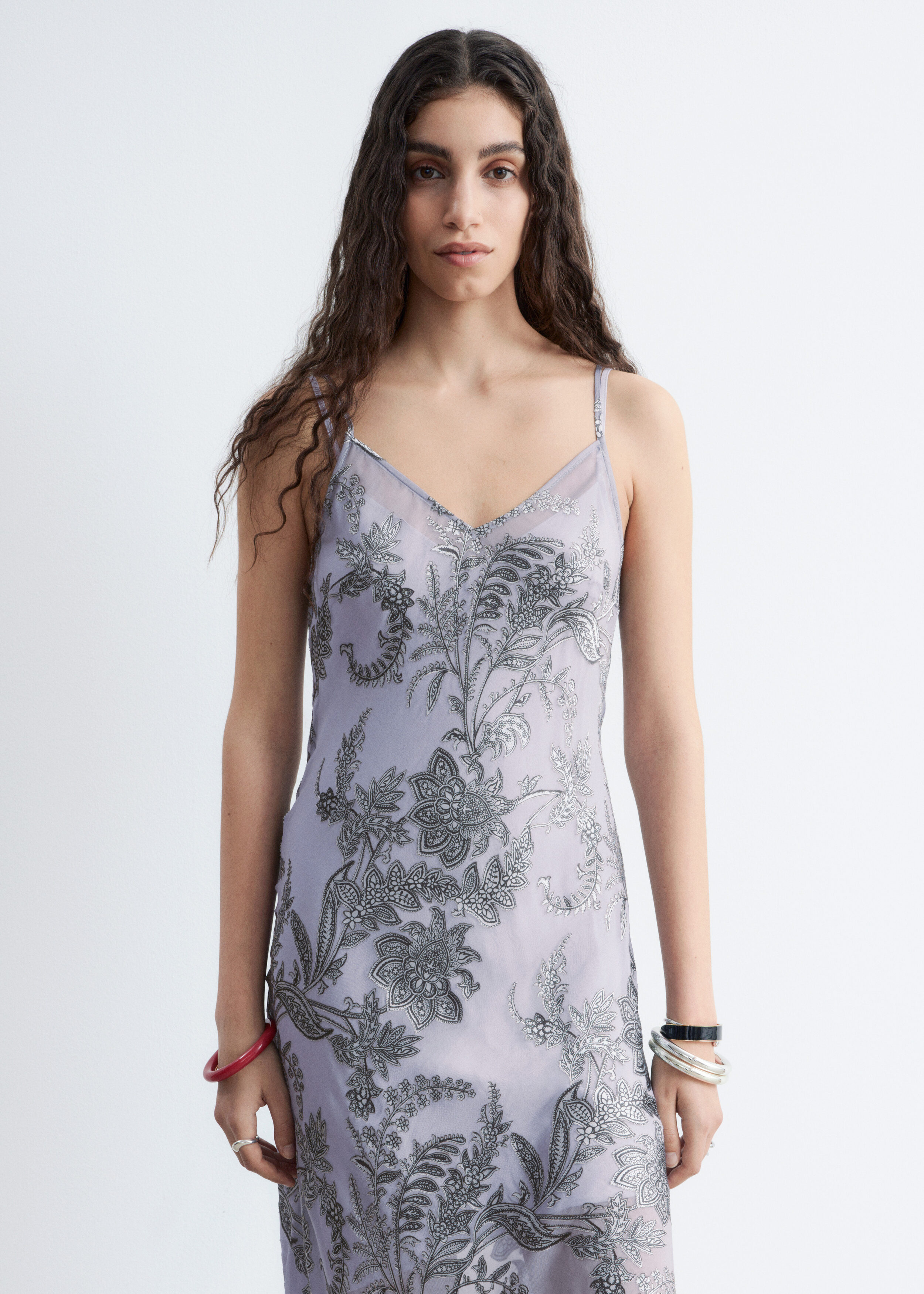 & Other Stories FLORAL STRAP MIDI DRESS