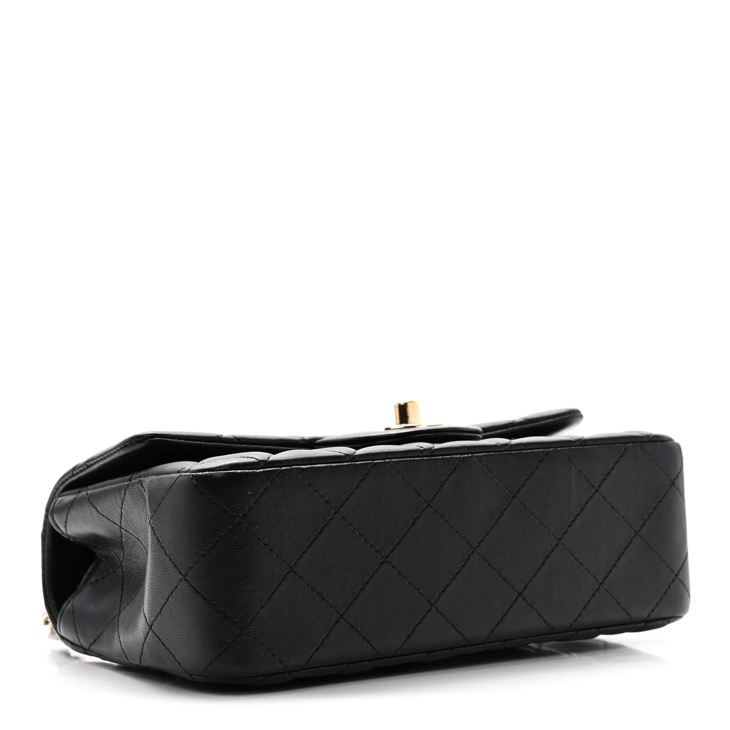 Lambskin Quilted Mini Rectangular Flap Black - Top Club