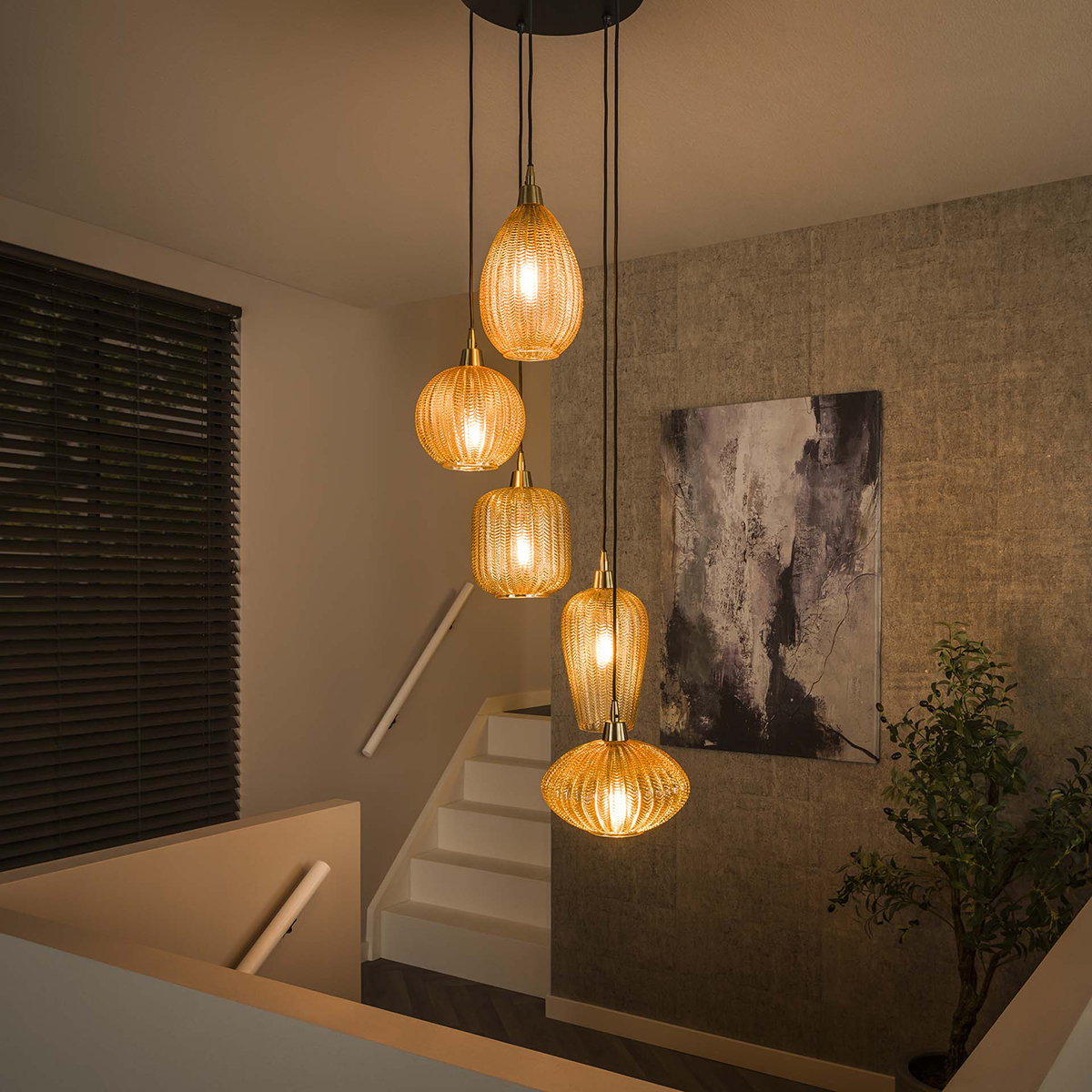 Hanglamp Buckingham Amber getrapt