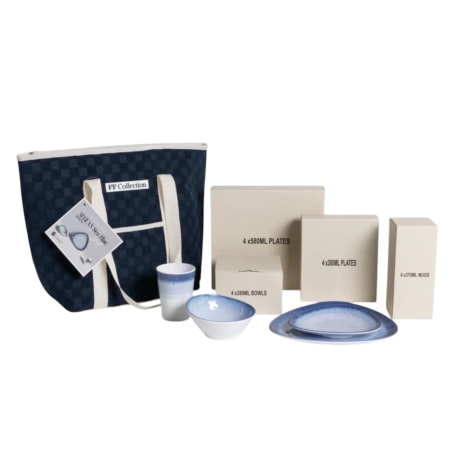 Servies Aegean Melamine set met coolerbag sea blue