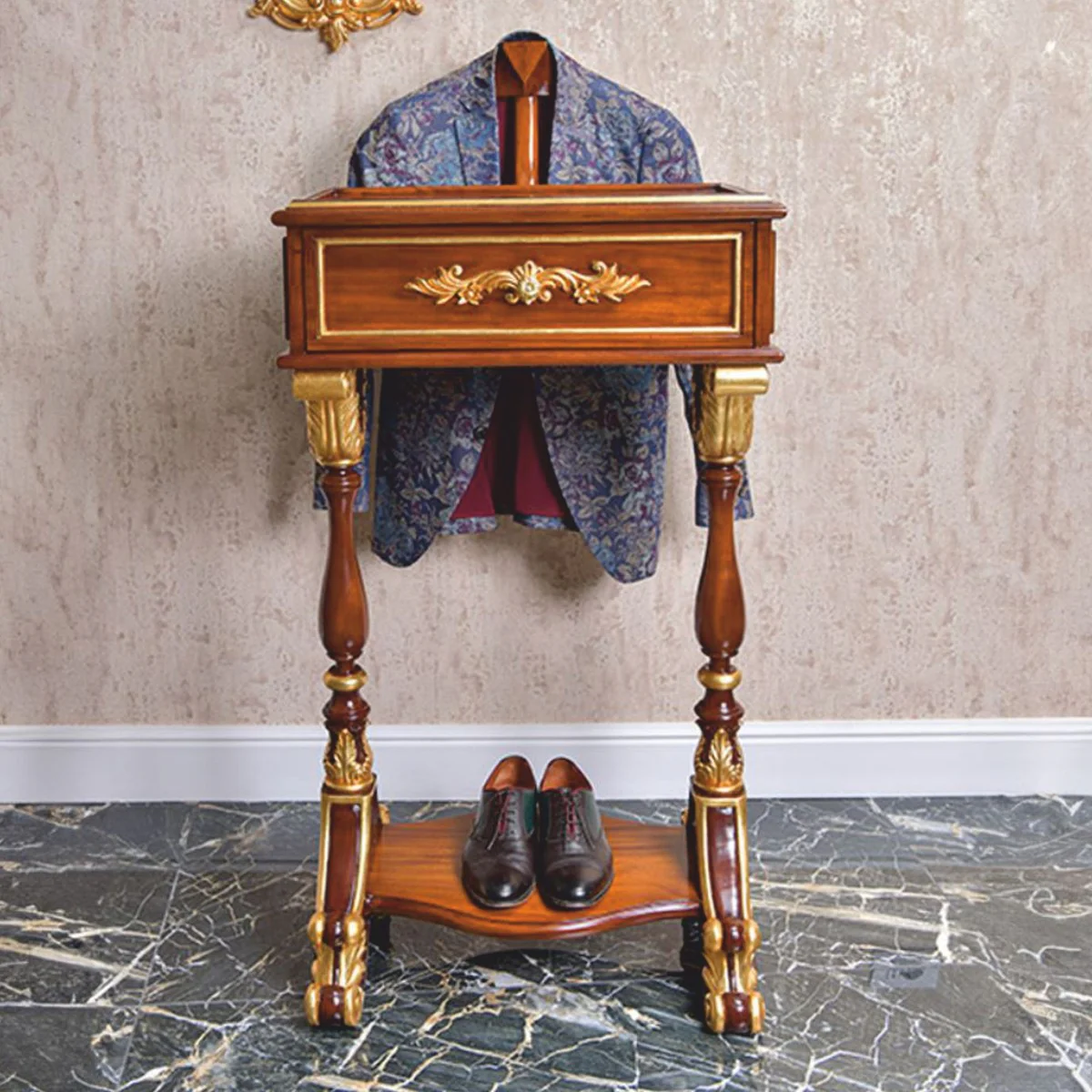 Luxus Barock Dressboy Braun / Gold H. 130 cm - Made in Italy