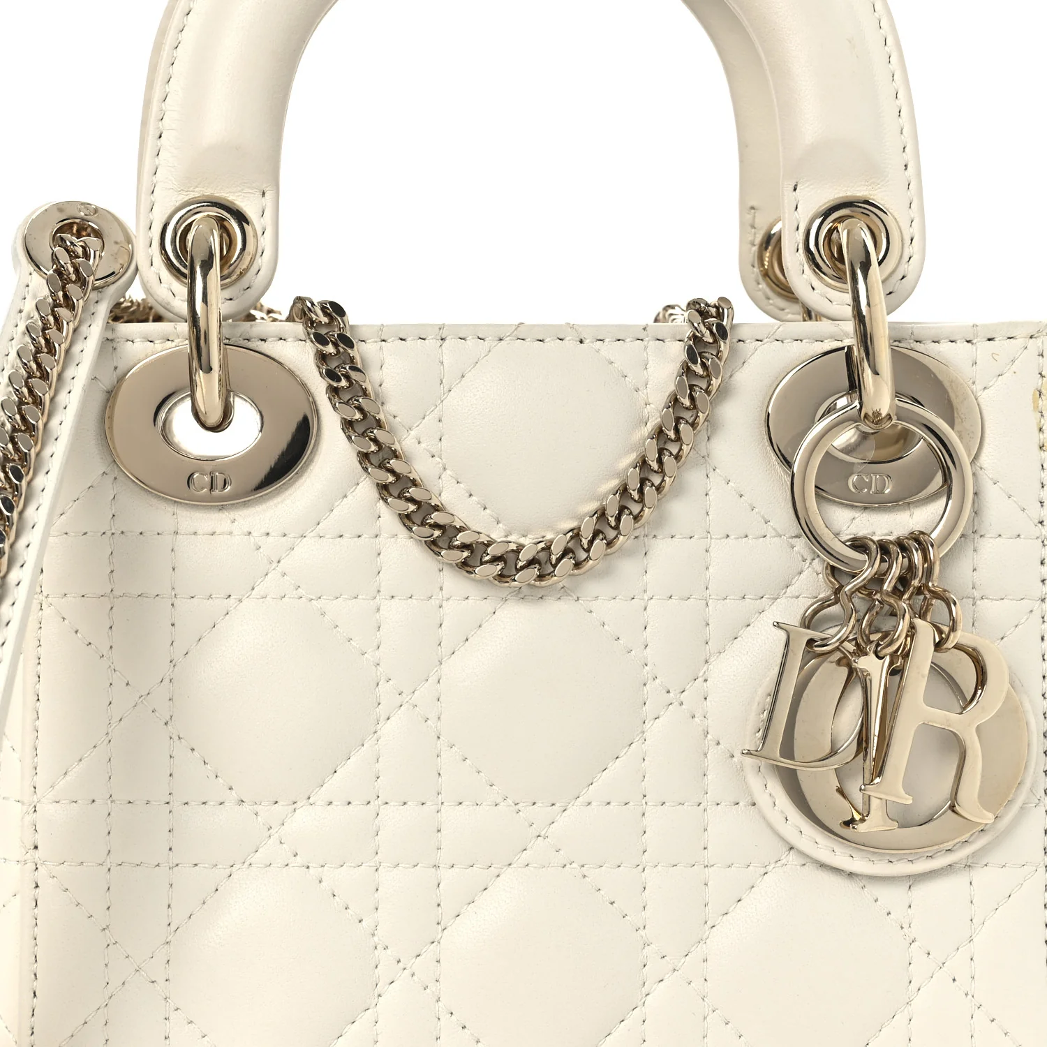 Lambskin Cannage Mini Lady Dior White - Top Club