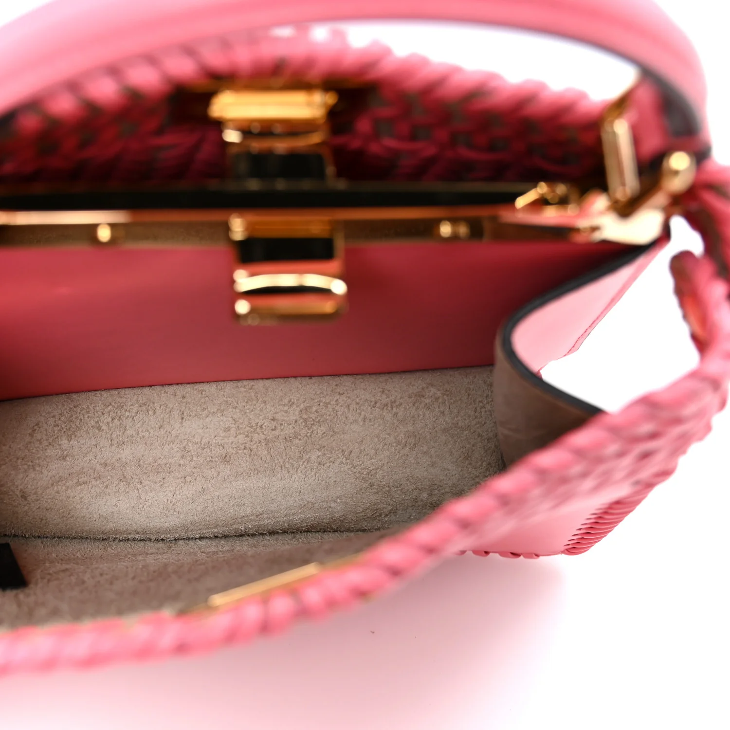 Vitello King Shiny Nappa Intreccio Petite Peekaboo I SEE U Satchel Pink Dalia - Top Club