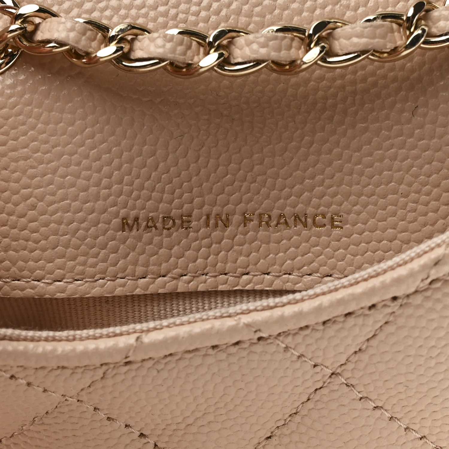 Caviar Quilted Mini Chain Belt Bag Light Beige - Top Club