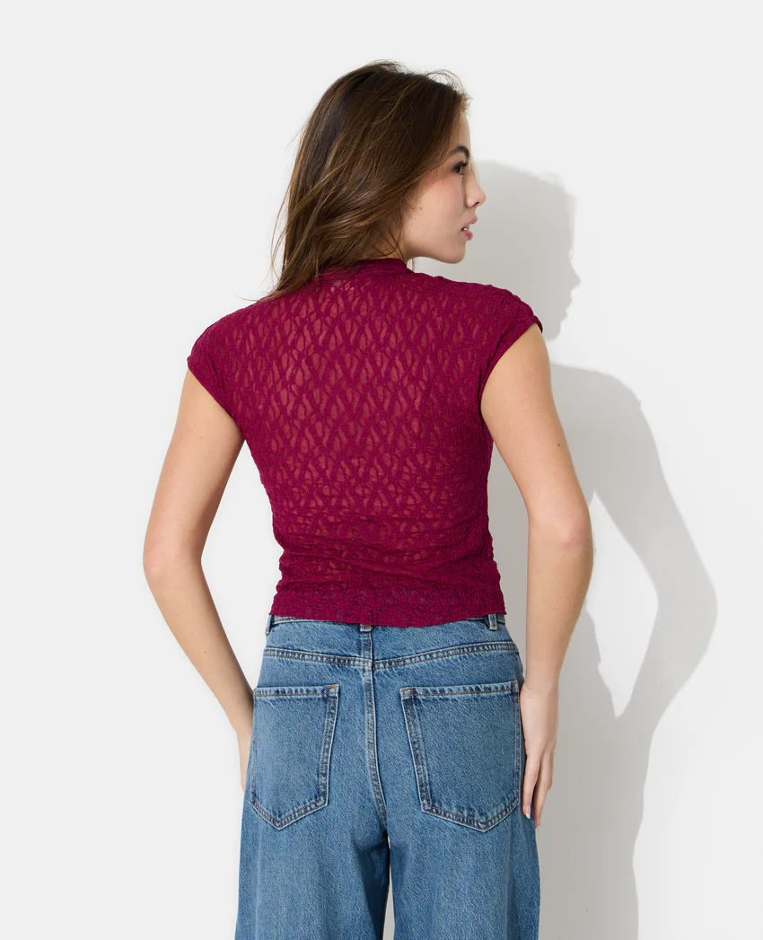 Pimkie Top dentelle avec col mao et nouette