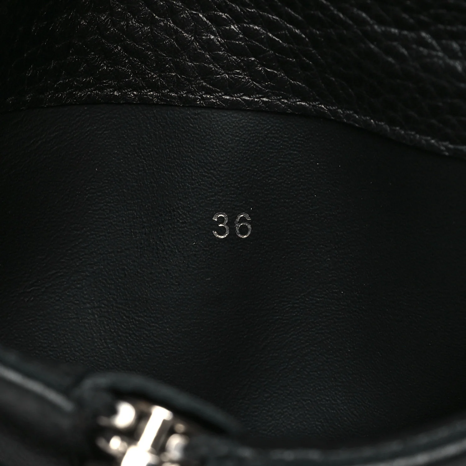 Grained Calfskin Shark Lock Biker Ankle Boots 36 Black - Top Club