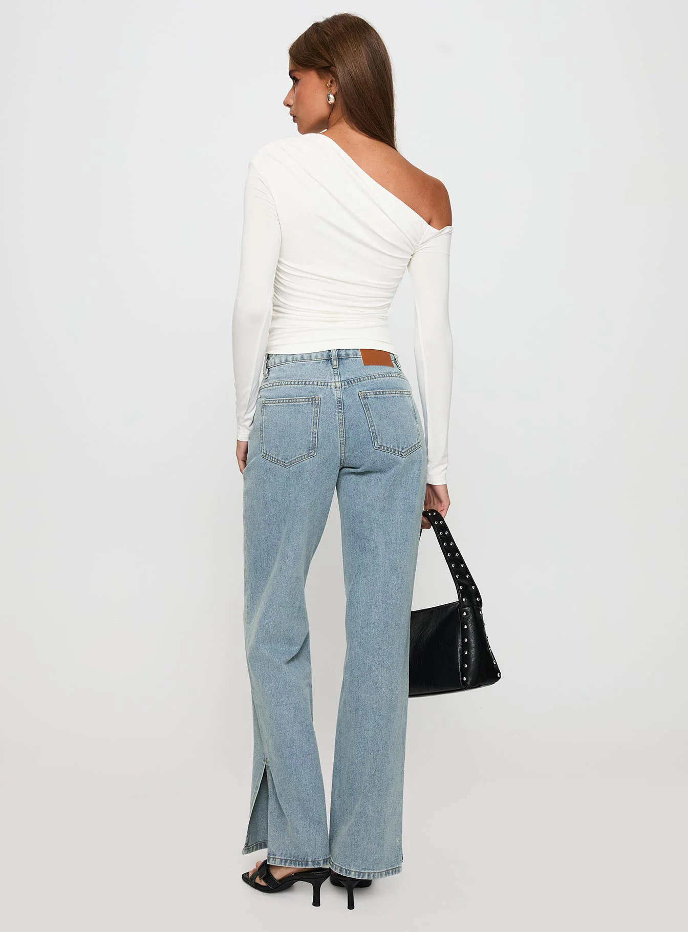 White Mustang Mid Rise Straight Leg Jean Light Blue