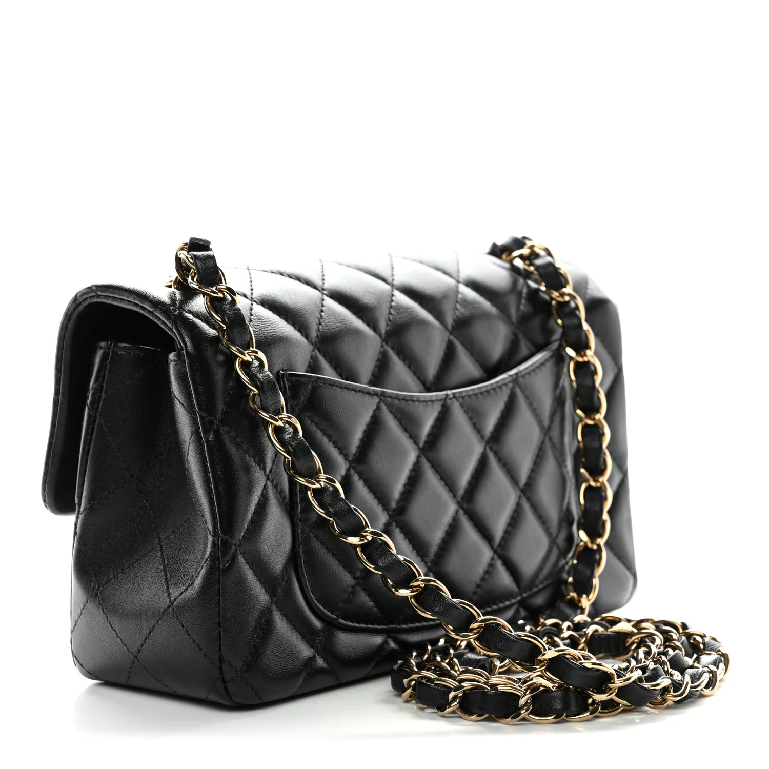 Lambskin Quilted Mini Rectangular Flap Black - Top Club