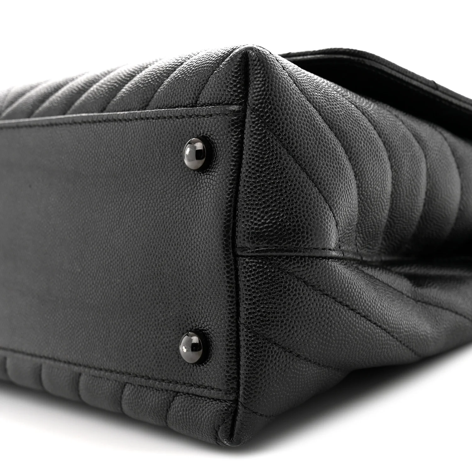 Caviar Chevron Quilted Small Coco Handle Flap So Black - Top Club