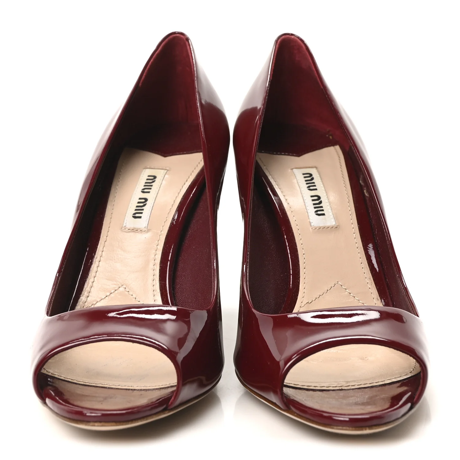 Patent Crystal Peep Toe Pumps 37.5 Burgundy - Top Club