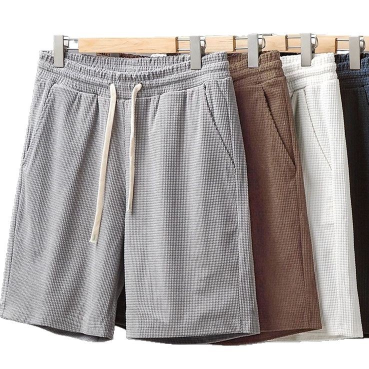 Men's summer sports shorts, basketball pants, American-style casual pants, waffle knit shorts, men's pants for young and middle-aged men