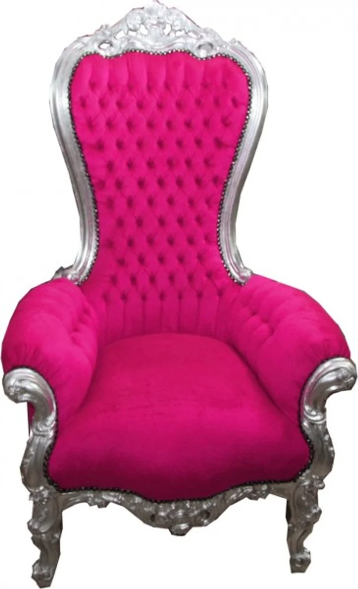 Baroque Throne Chair Majestic Medium Pink/Silver - Giant Chair - Throne Chair Tron