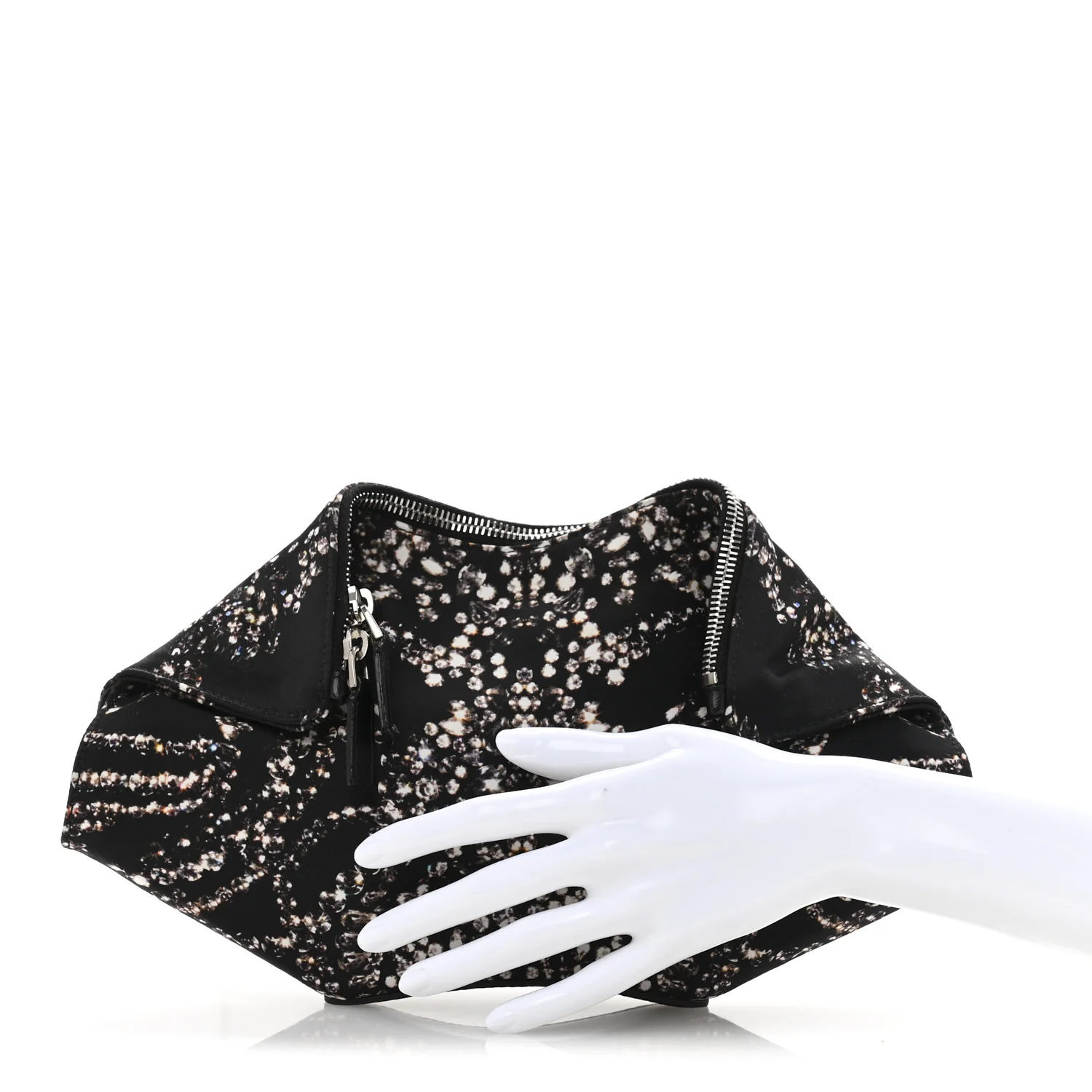 Silk Dandelion Print De Manta Clutch Black