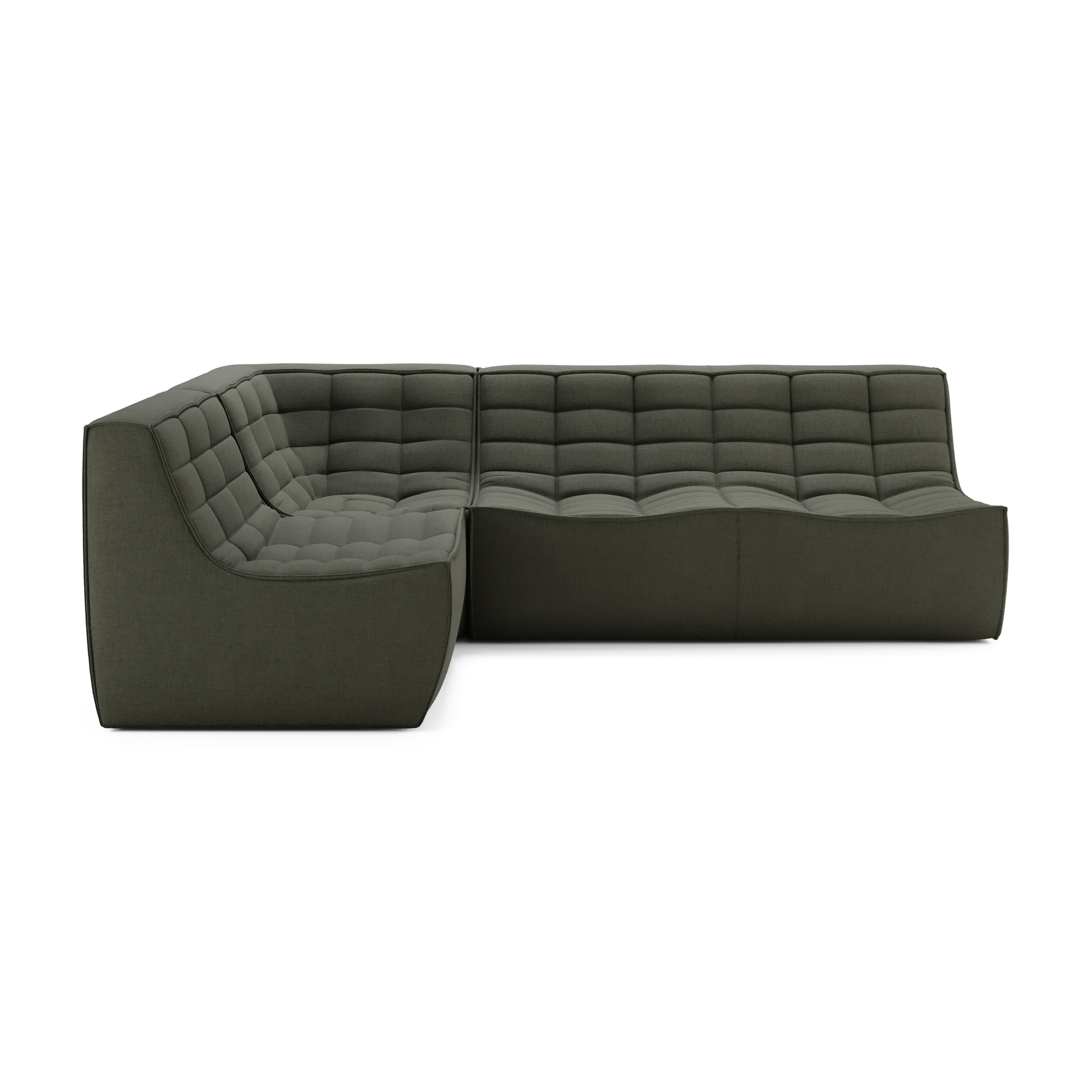 Modulaire bank N701 moss green set 1+2 seat  90° recht hoek