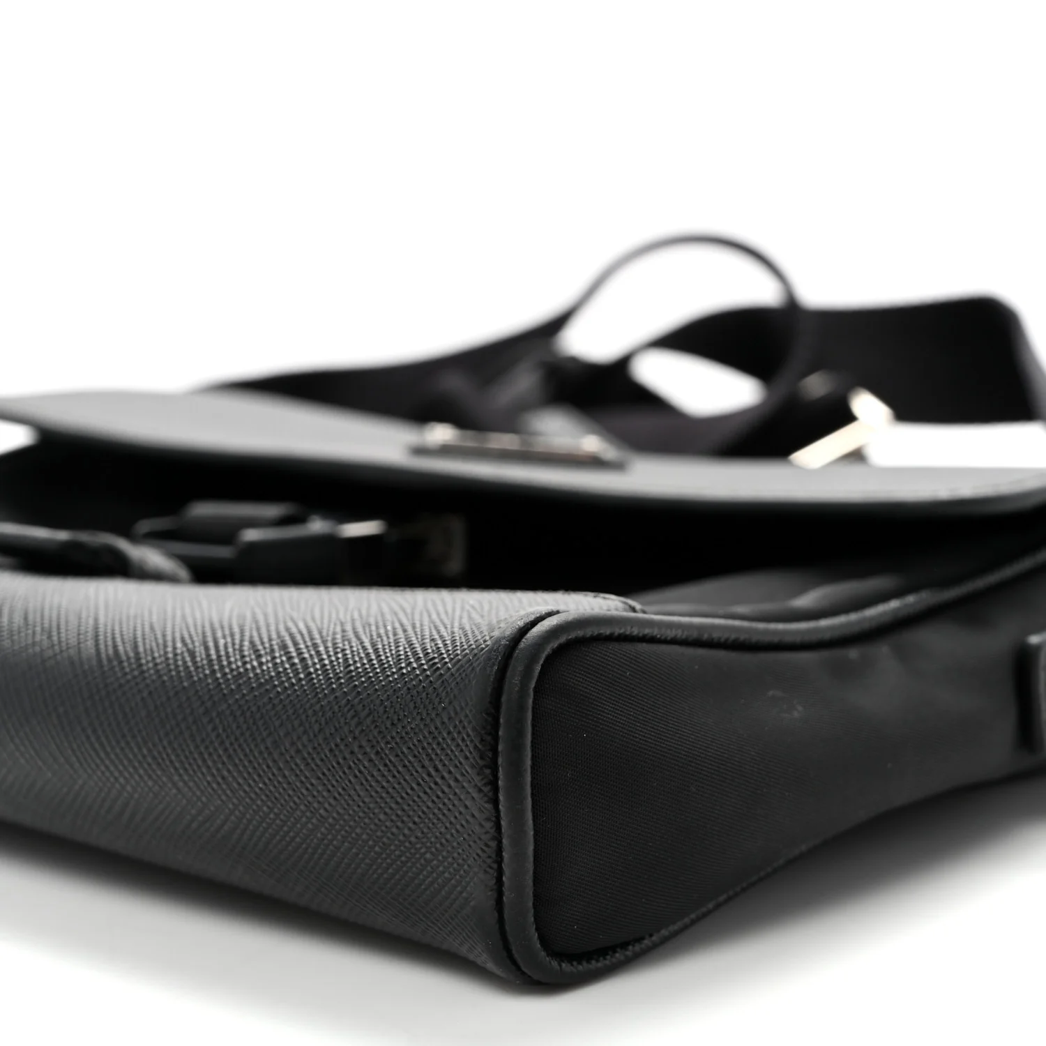 Re-Nylon Saffiano Triangle Shoulder Bag Black - Top Club