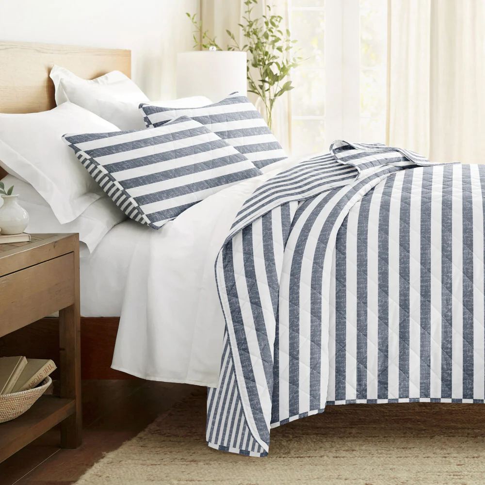 Classic Stripe Reversible Quilted Coverlet Set - Sale