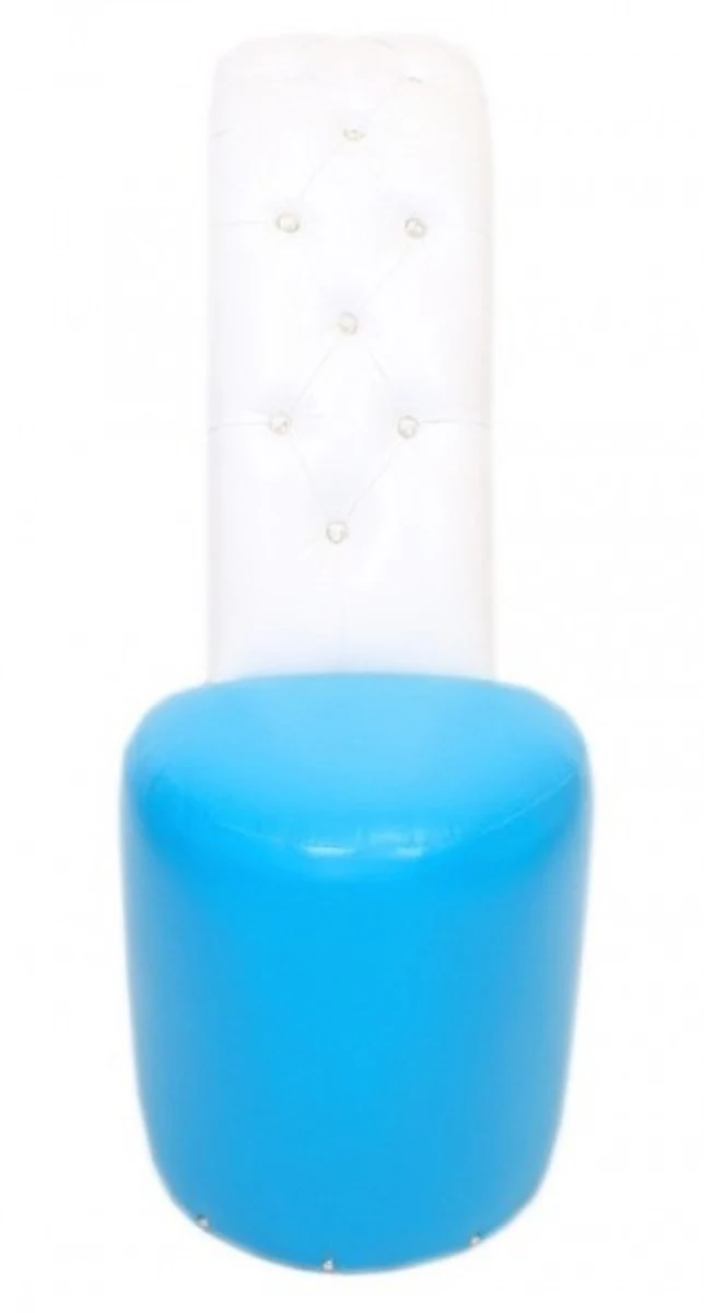 High heel armchair with decorative stones light blue / white luxury design - designer armchair - club furniture - shoe chair armchair