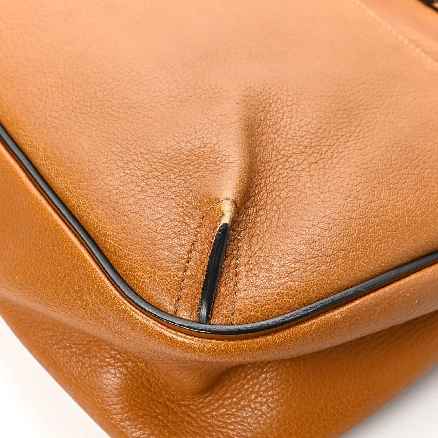 Grained Lambskin Medium Lexa Shoulder Bag Mustard Brown - Top Club