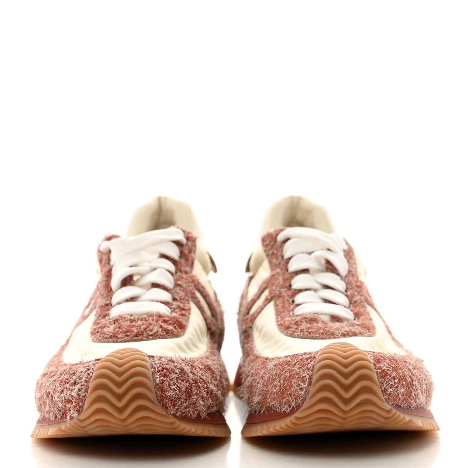 Nylon Brushed Suede Flow Runner Sneakers 40 Red Soft White - Top Club