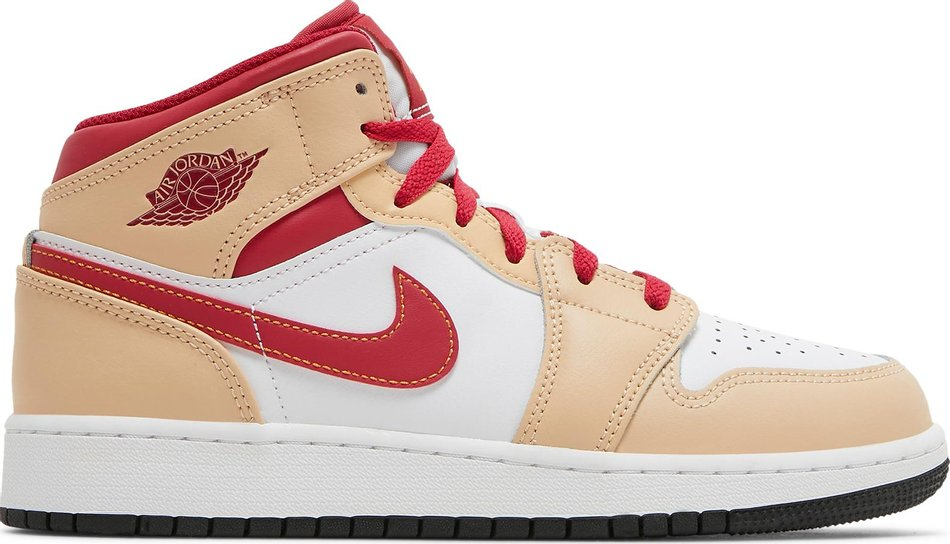 Air Jordan 1 Mid GS  Light Curry Cardinal Red  554725-201 - Sneaker Replica Workshop