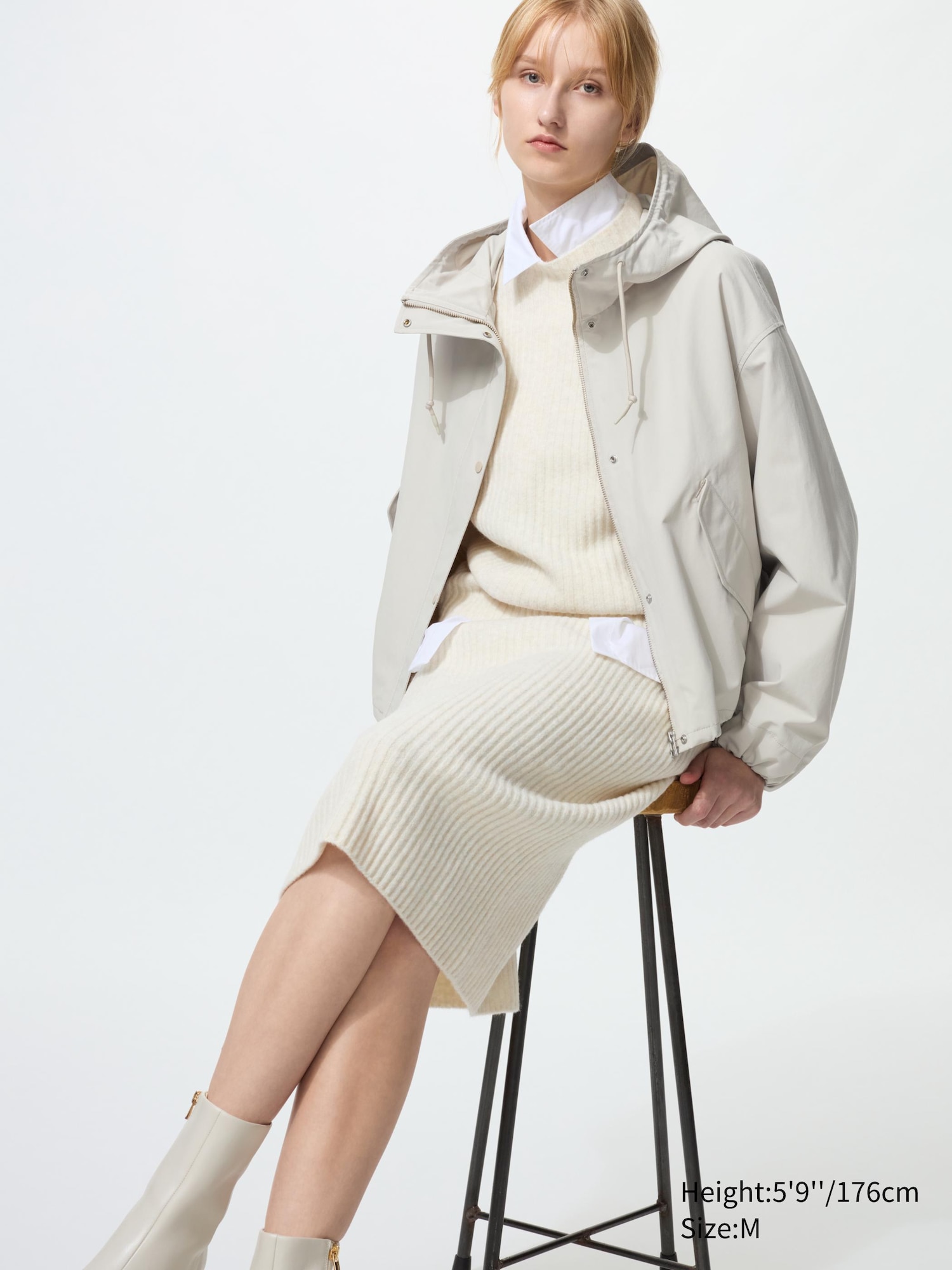 Cotton Blend Short Parka