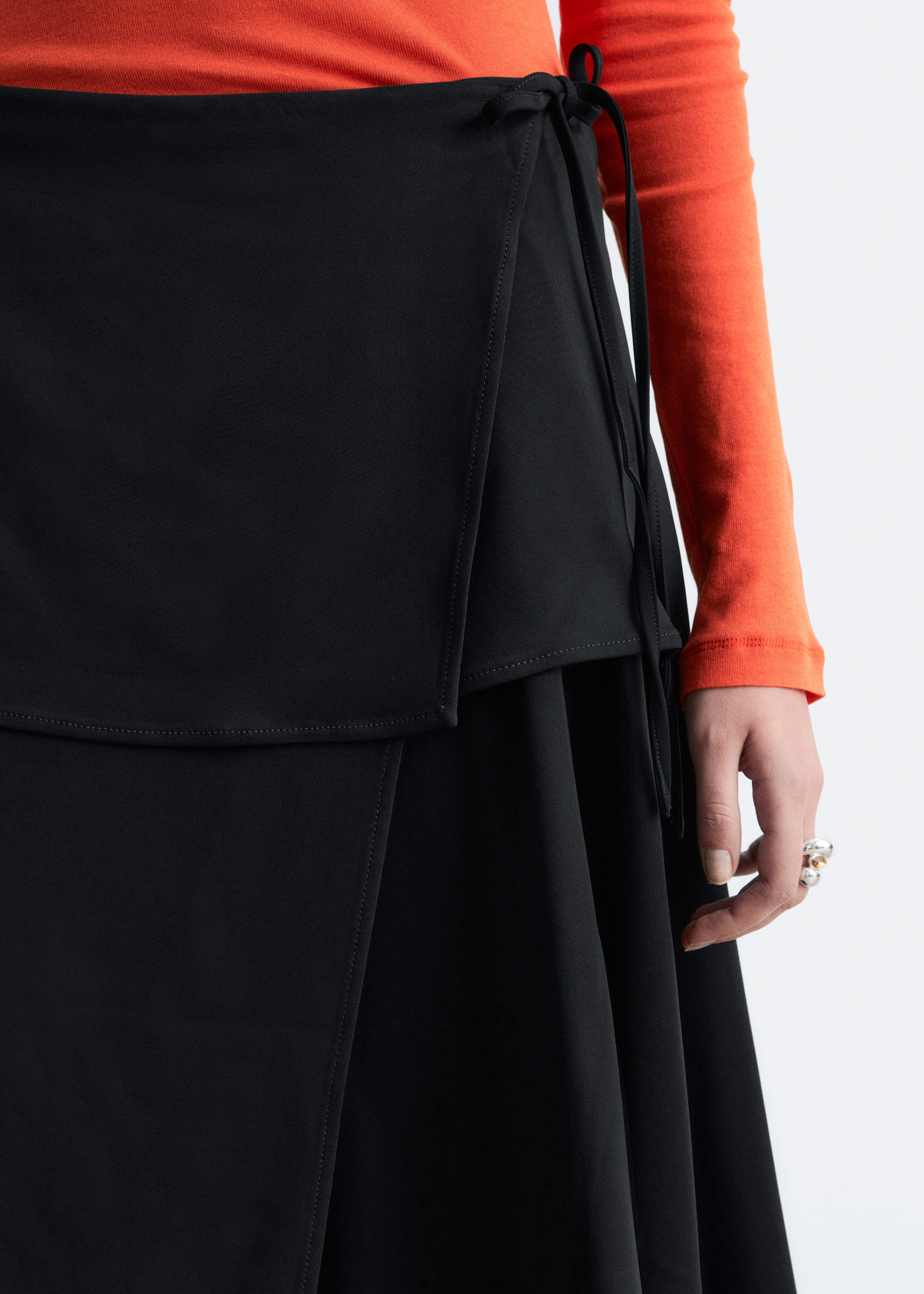 & Other Stories ASYMMETRIC WRAP MIDI SKIRT