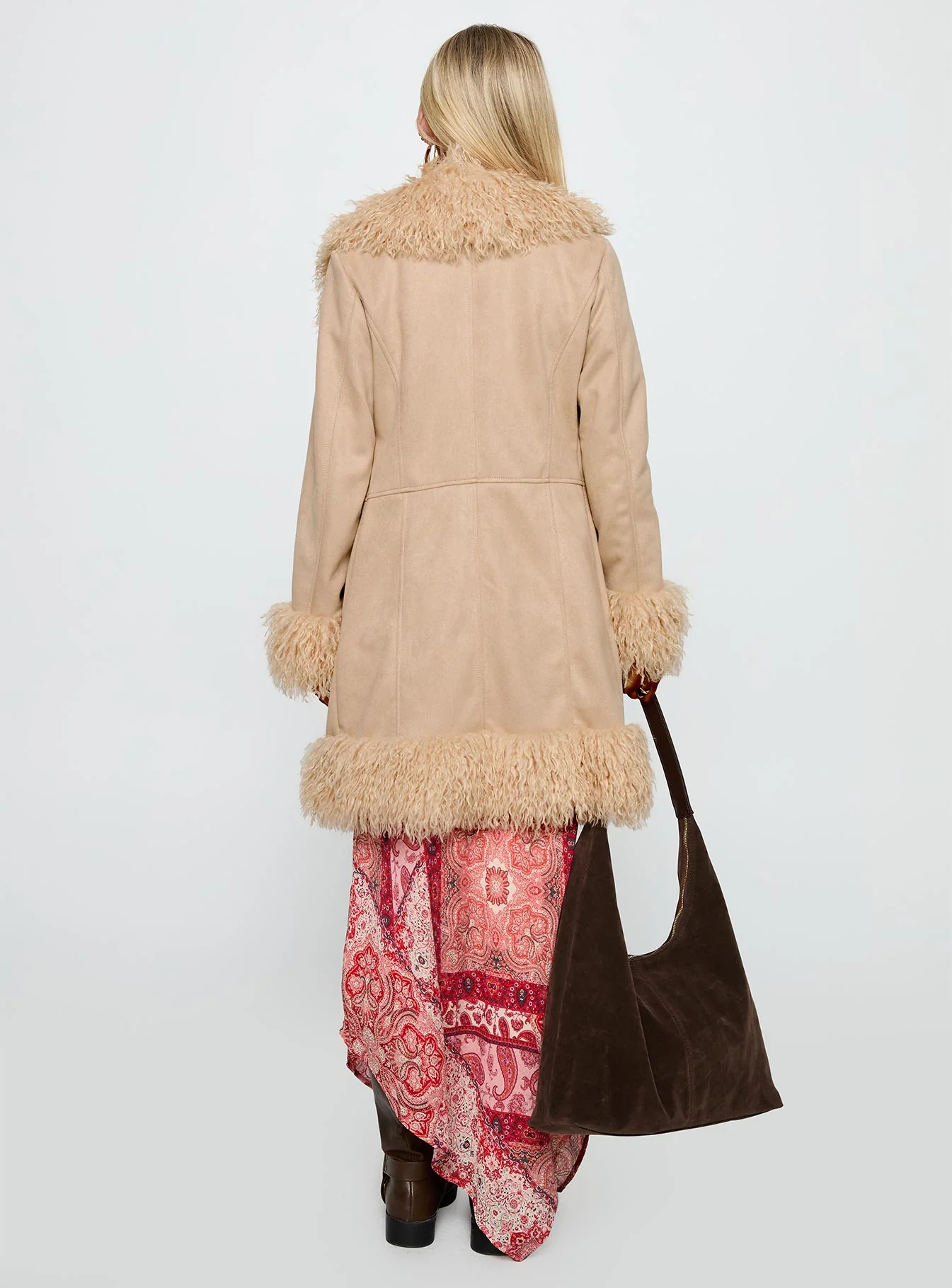 Josefina Faux Fur Detail Jacket Beige