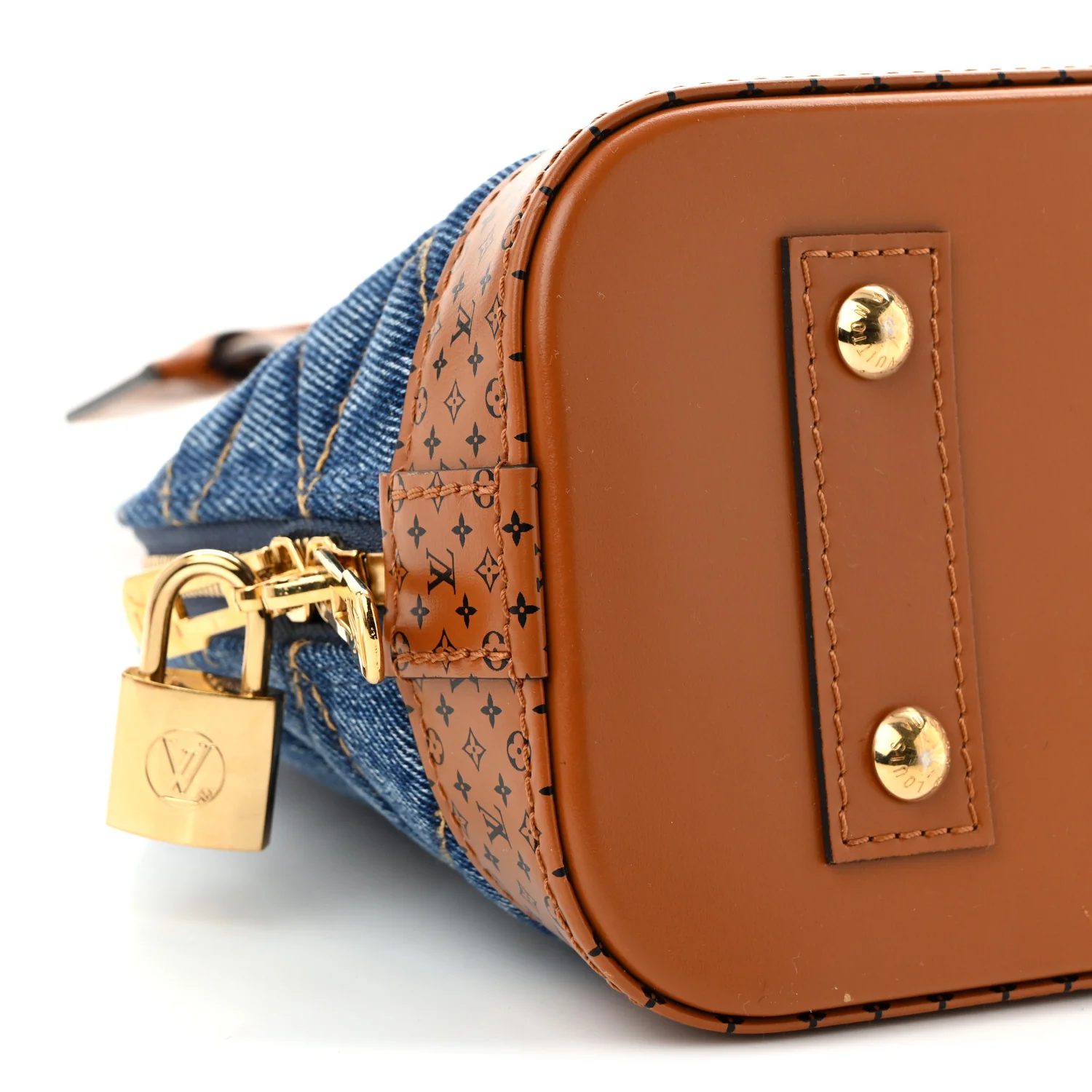 Denim Calfskin Reverse Monogram Malletage Alma BB Blue - Top Club