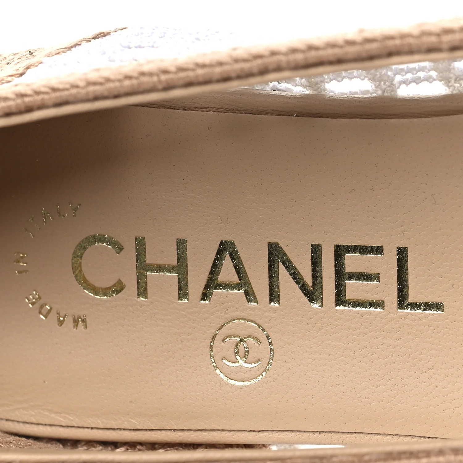 Raffia Cap Toe Ballerina Flats 37 White Beige - Top Club