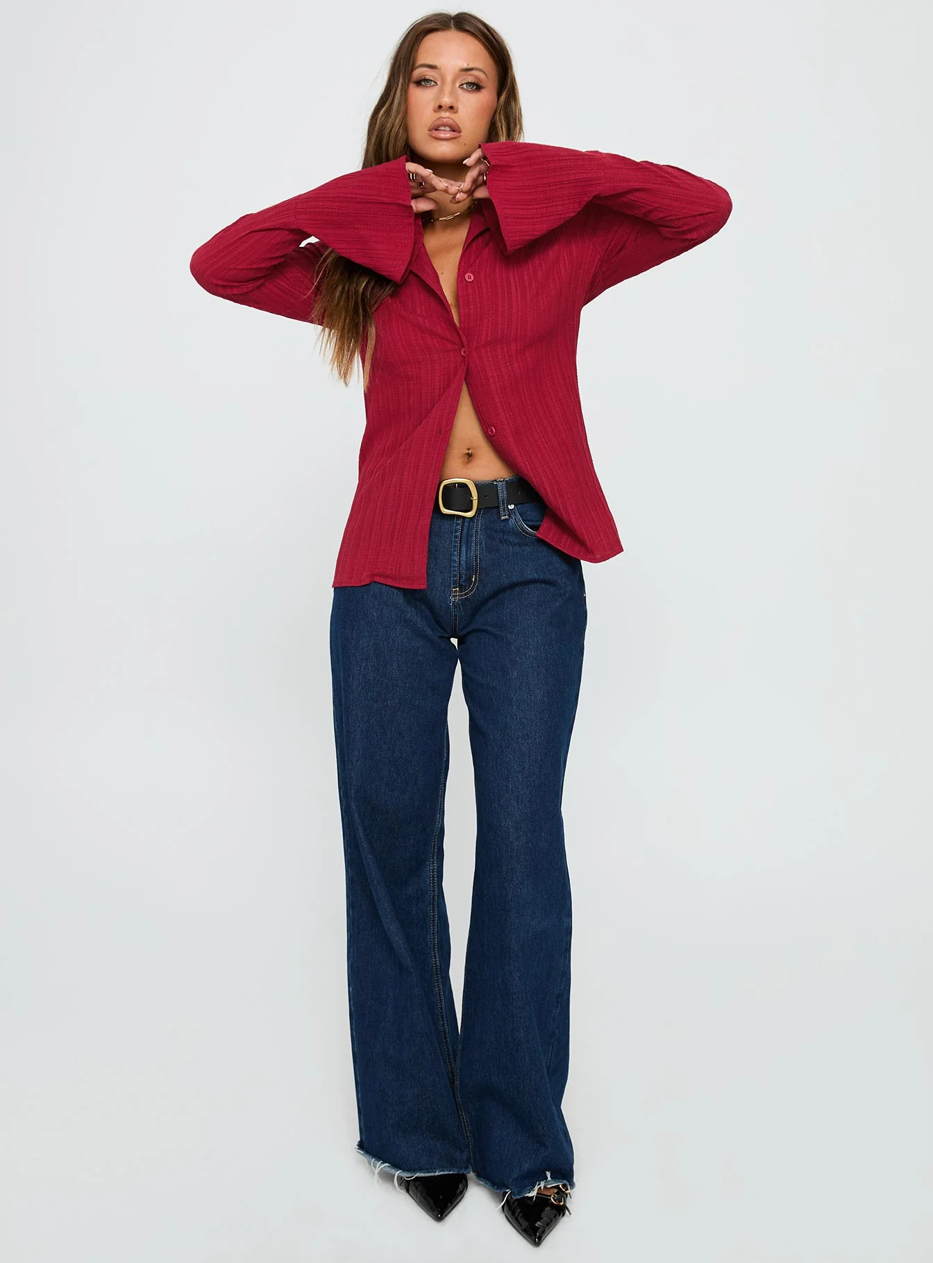 Beatris Long Sleeve Top Red