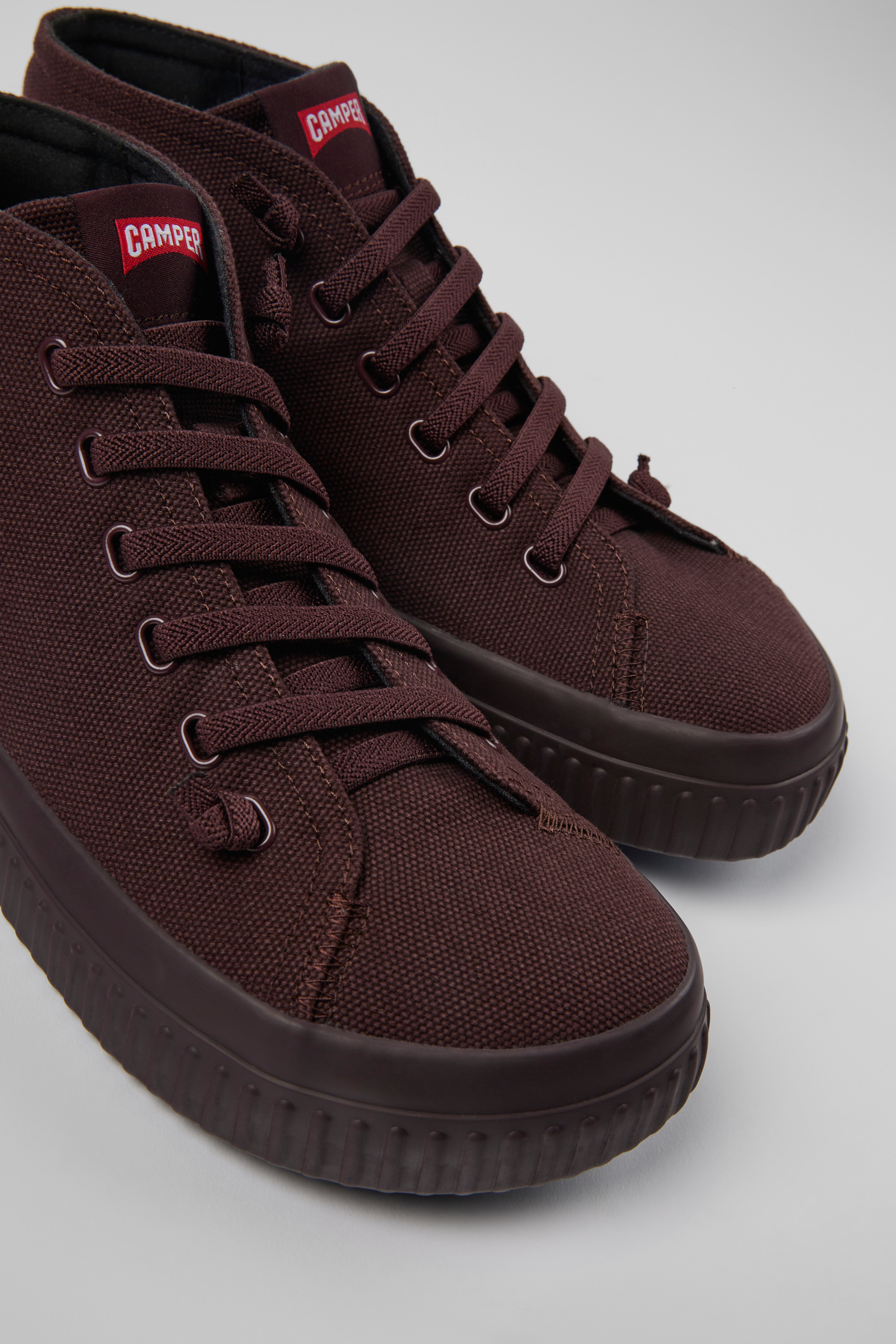 Peu Roda - Burgundy recycled cotton sneakers for men