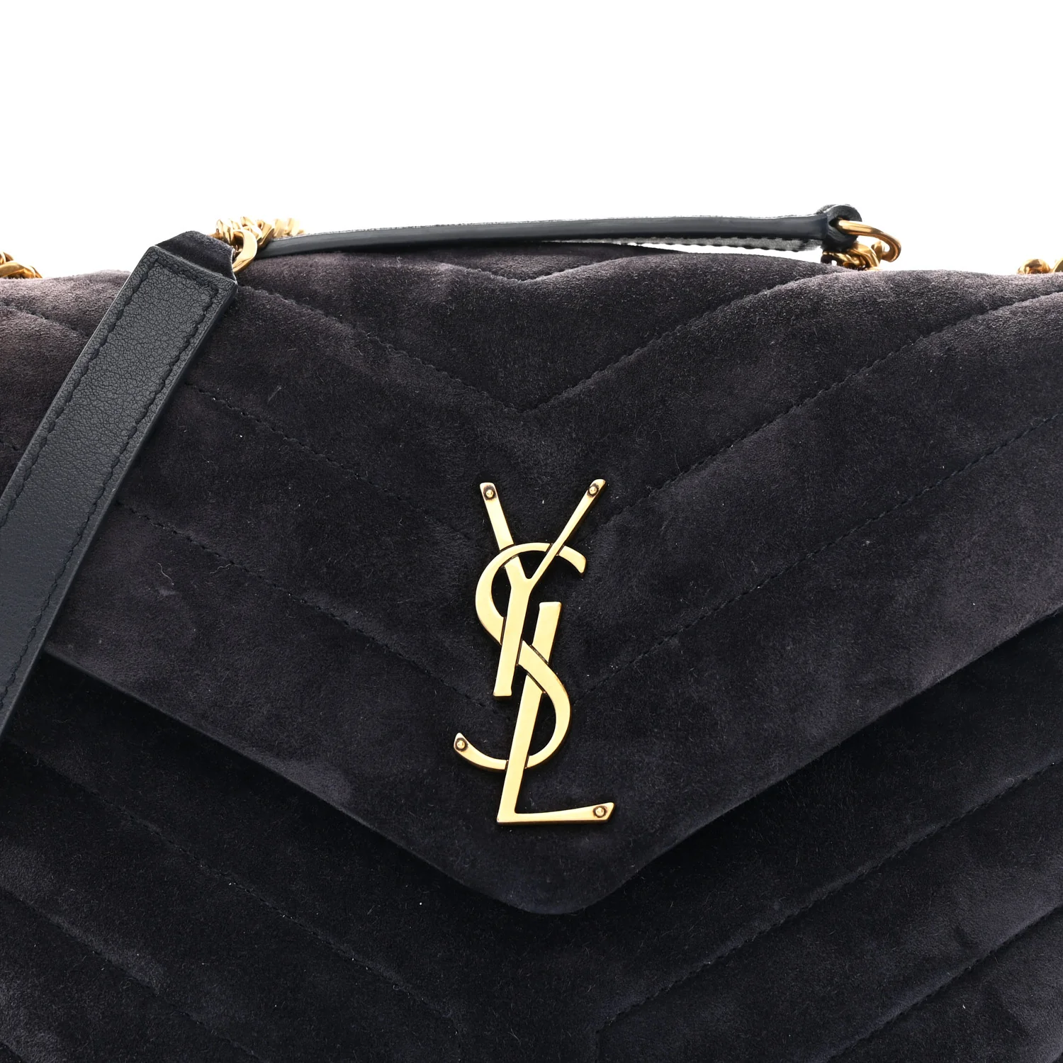 Suede Calfskin Y Quilted Monogram Small Loulou Chain Satchel Deep Marine - Top Club