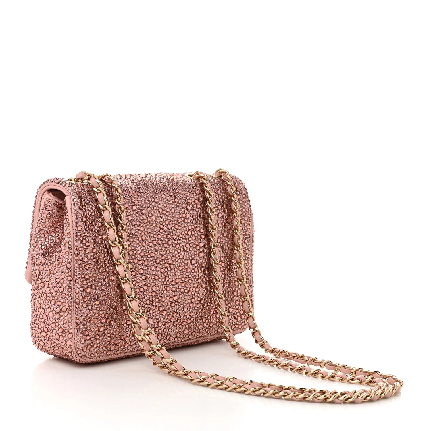 Lambskin Crystal Diamante Small Flap Light Pink - Top Club
