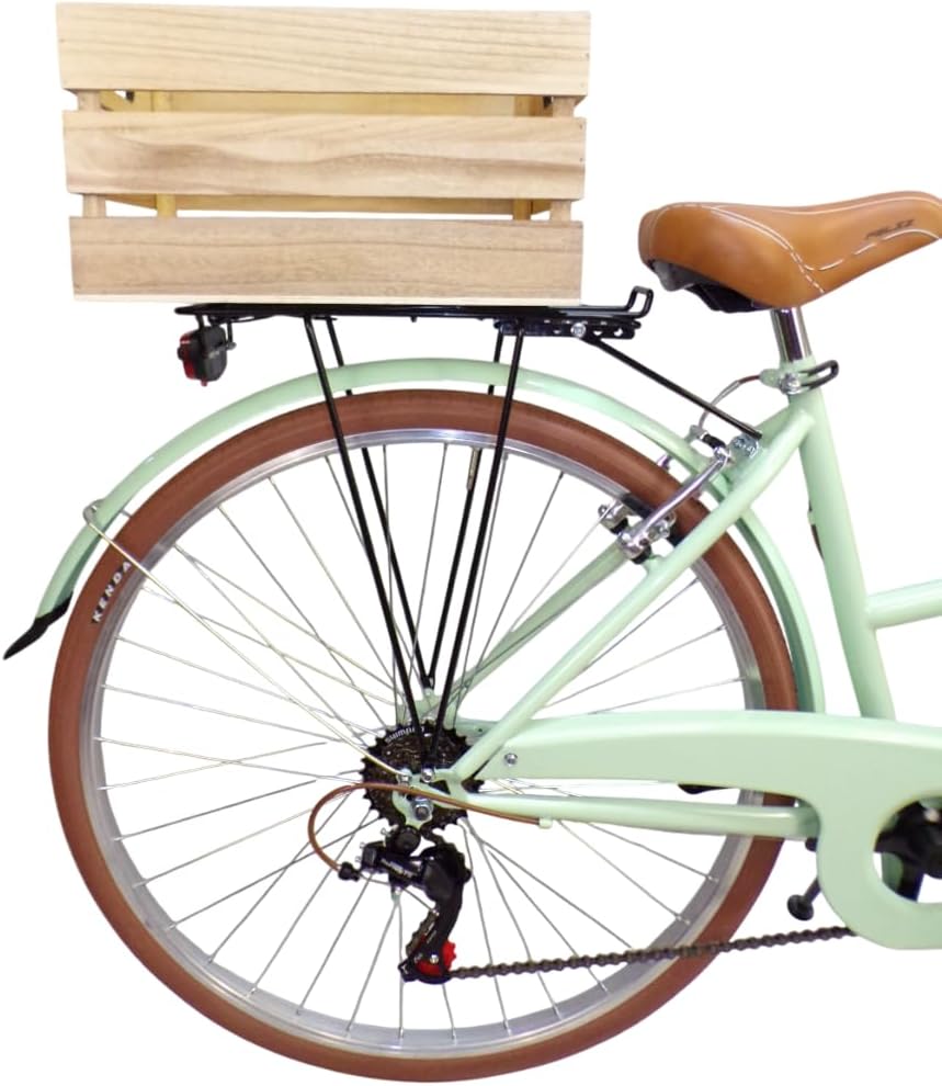 bicicletta da donna bici da città city bike da passeggio 28'' con cambio vintage retro' con cesto in vimini e cassetta